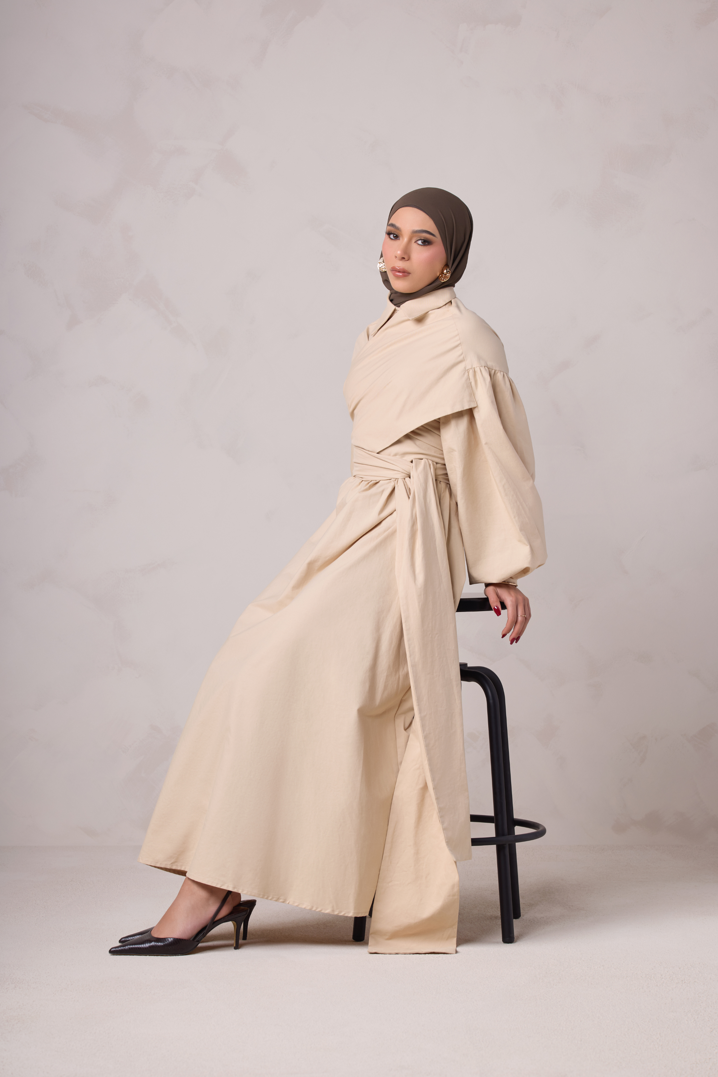 Rahma Tie Wrap Dress - Sand