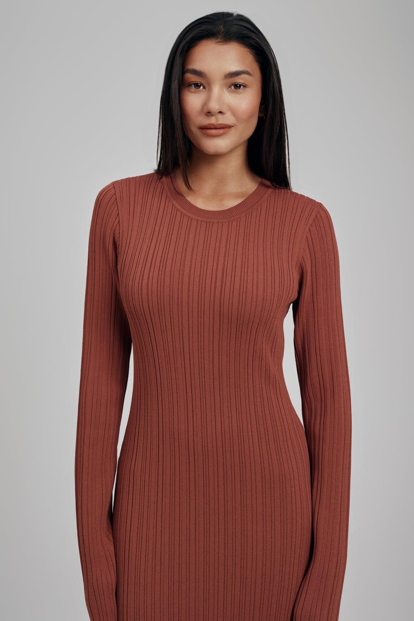 Ezra Long Sleeve Ribbed Knit Maxi Dress