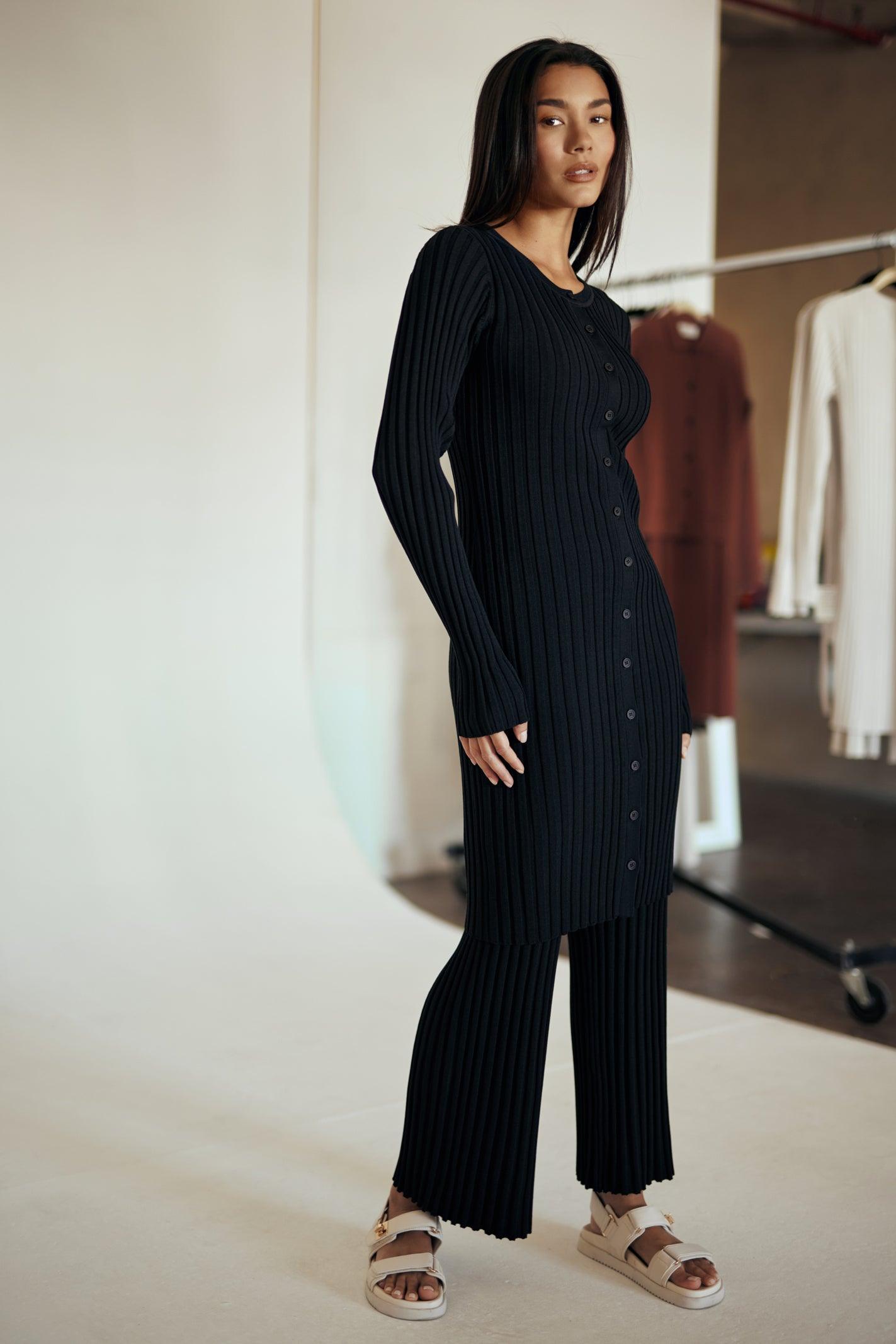 Luna Ribbed Knit Long Sleeve Cardigan – Zahraa The Label