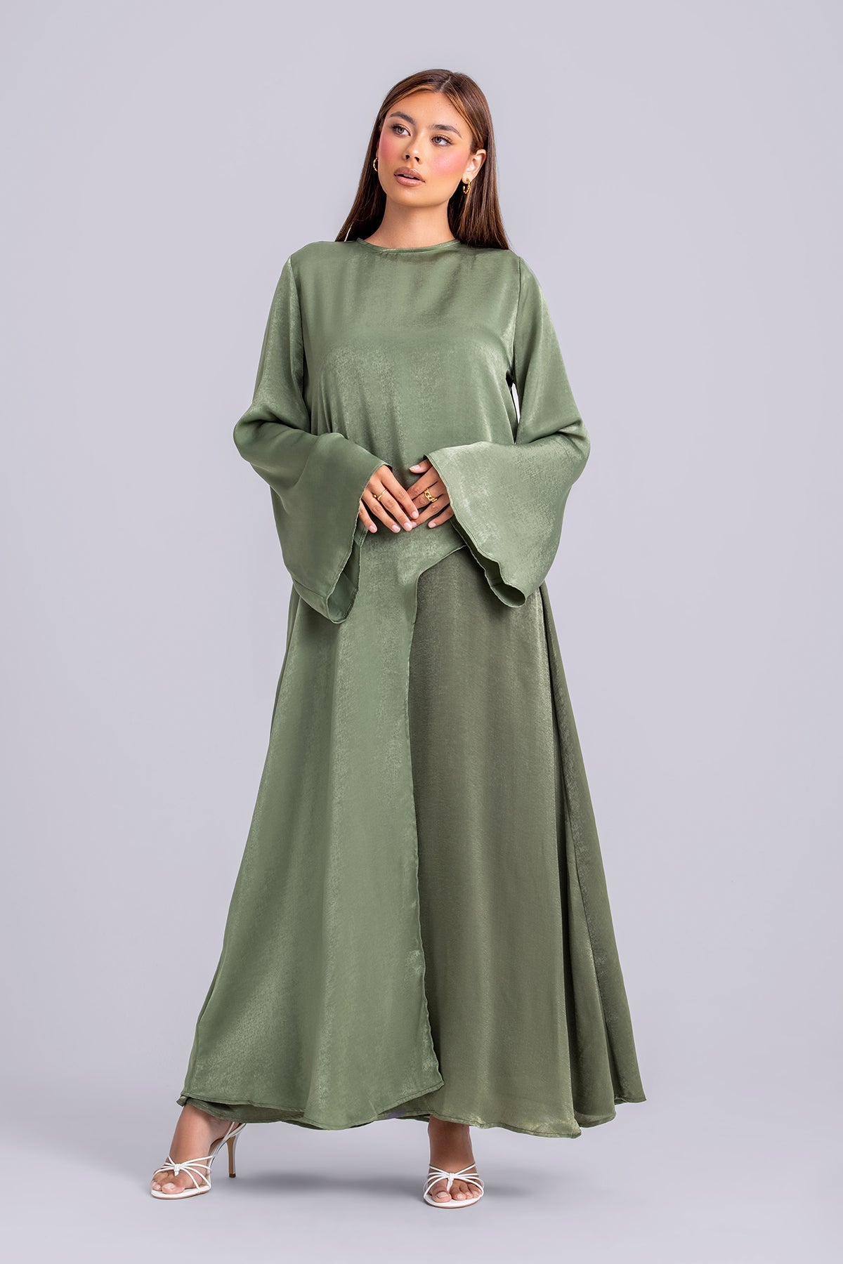 Zahra Two Piece Abaya Set- Forest Green Zahra Two Piece Abaya Set- Forest Green