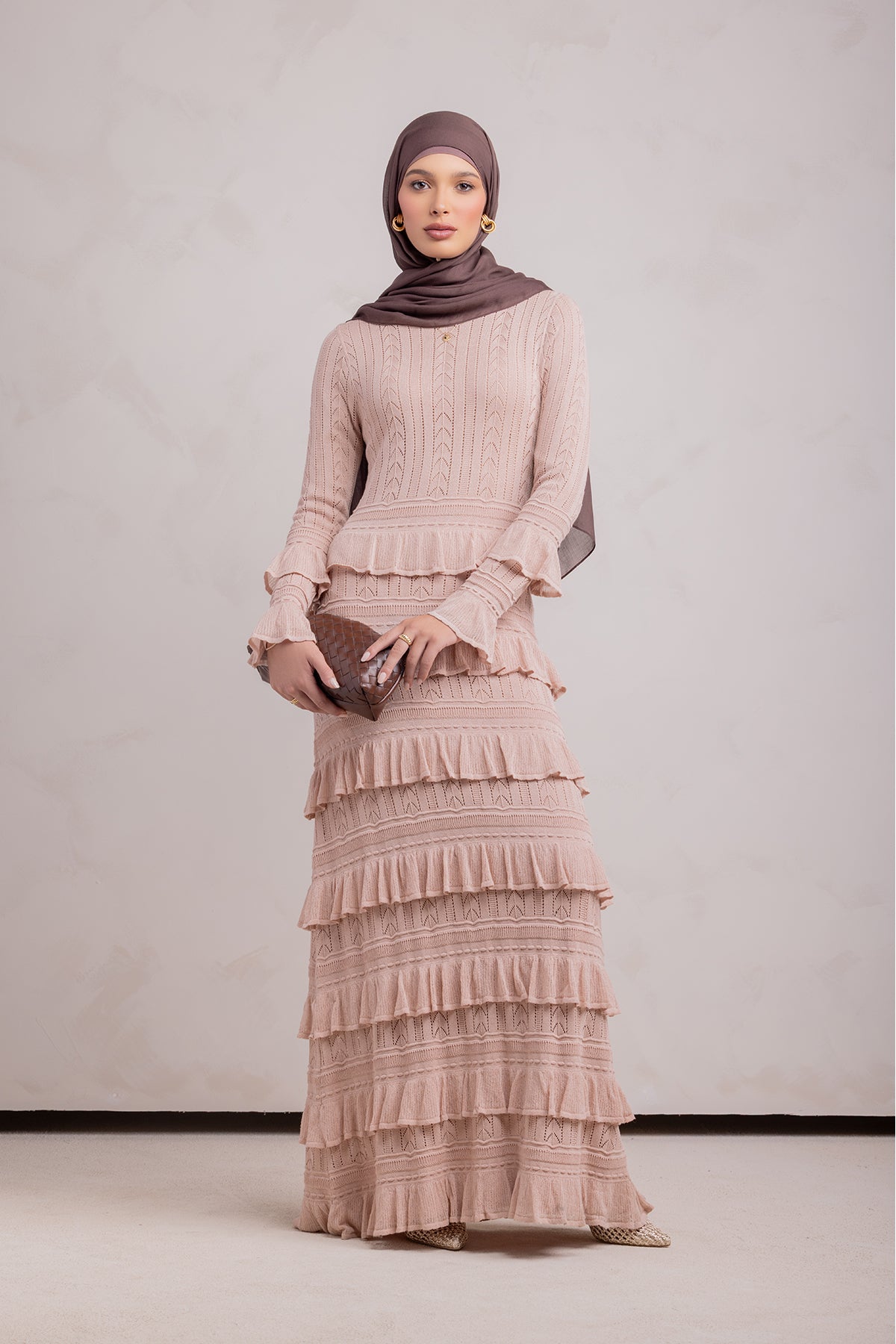 Zayna Knit Ruffle Maxi Dress- Sparkle Sea