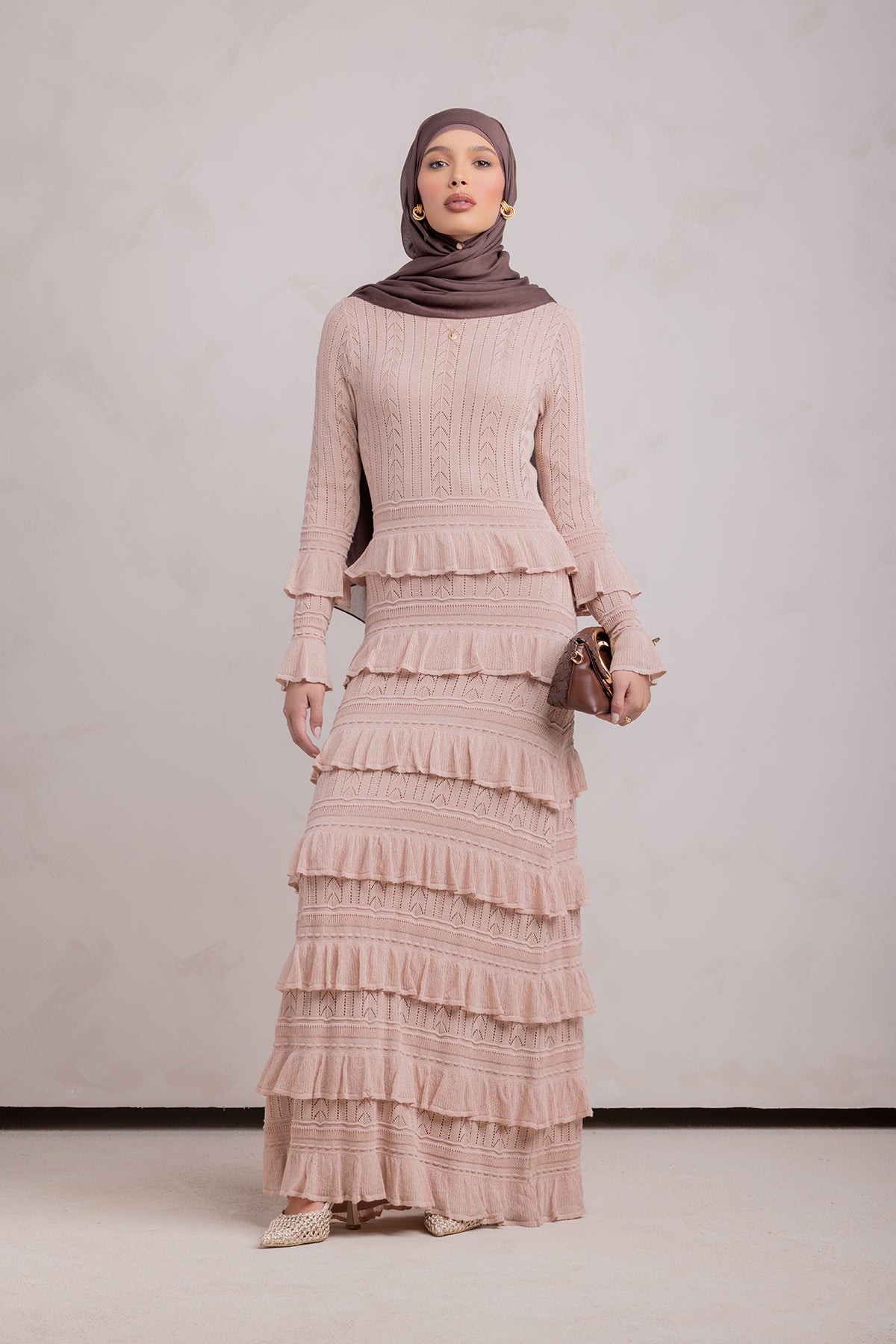 Zayna Knit Ruffle Maxi Dress- Sparkle Sea