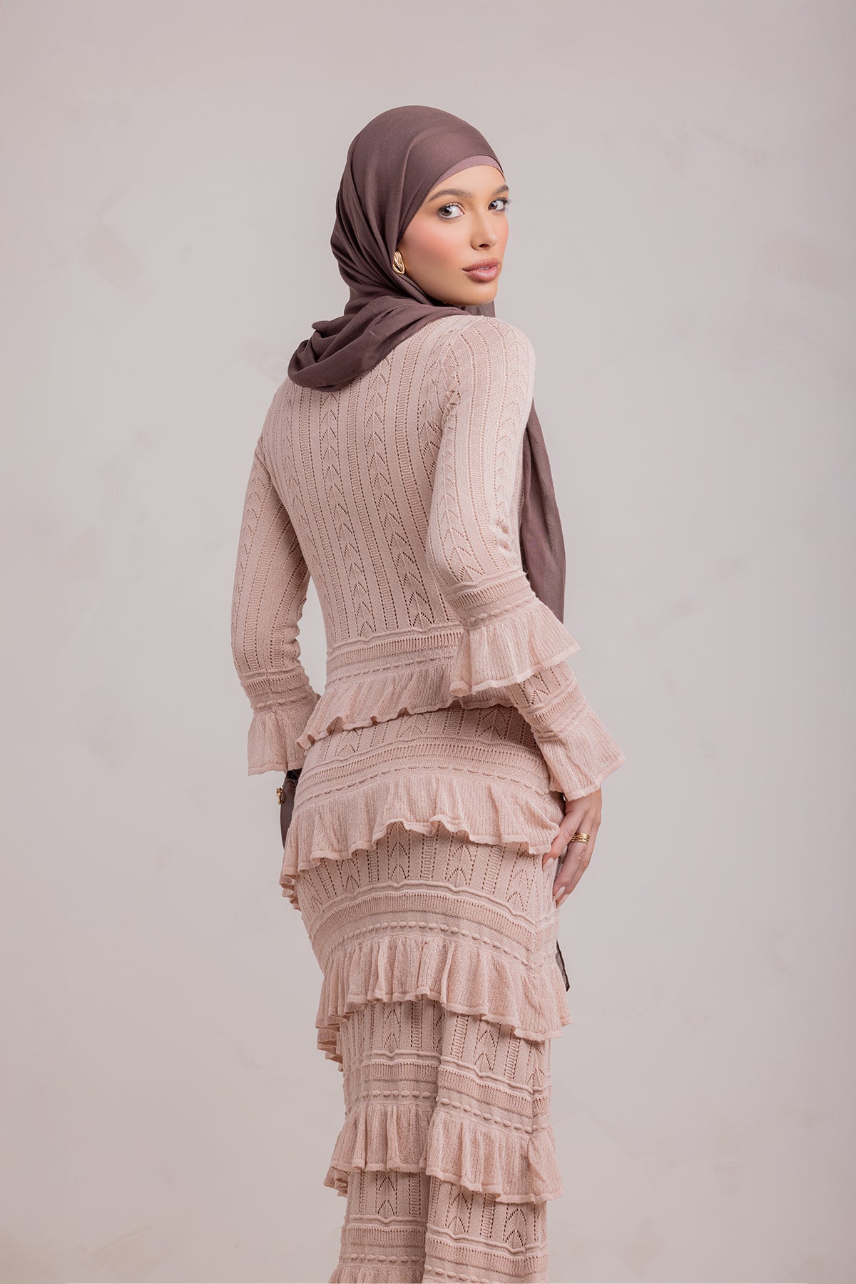 Zayna Knit Ruffle Maxi Dress- Sparkle Sea