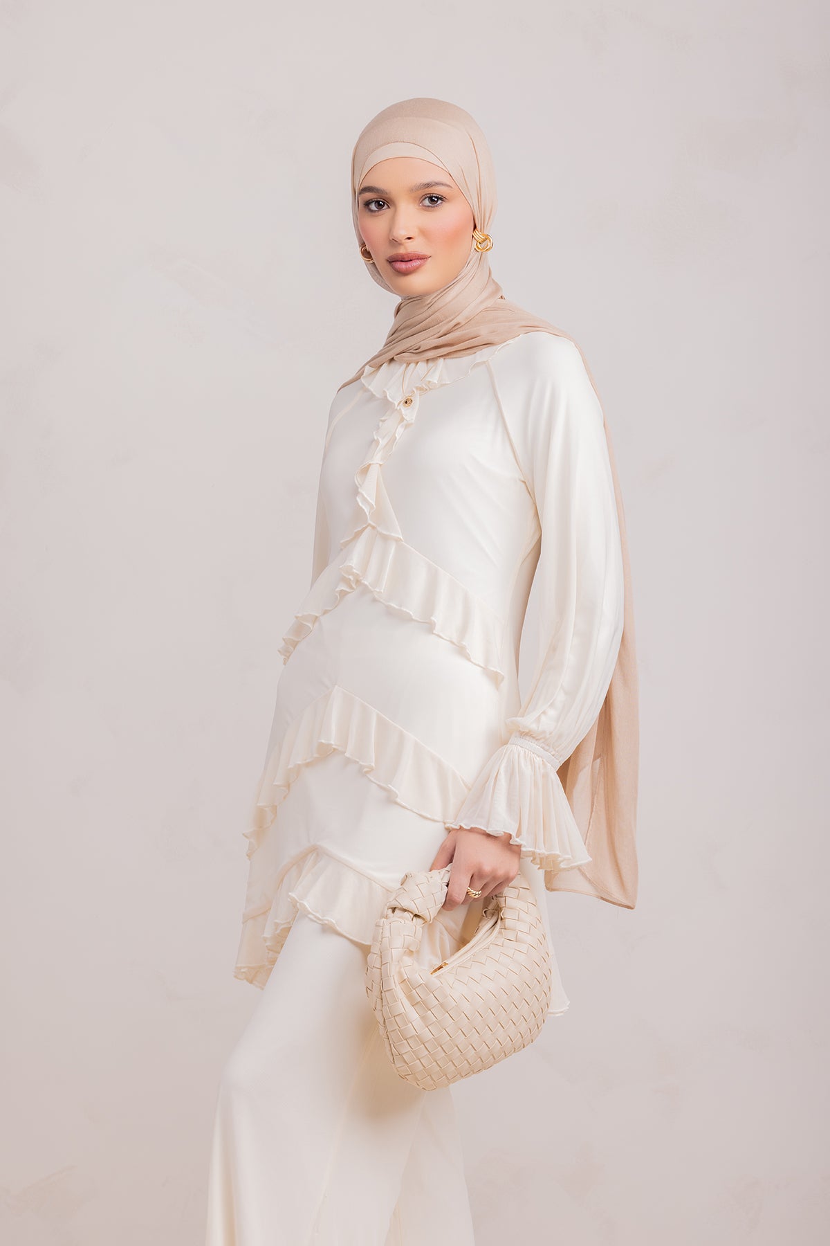 Layali Mesh Top & Pant Set- Off White