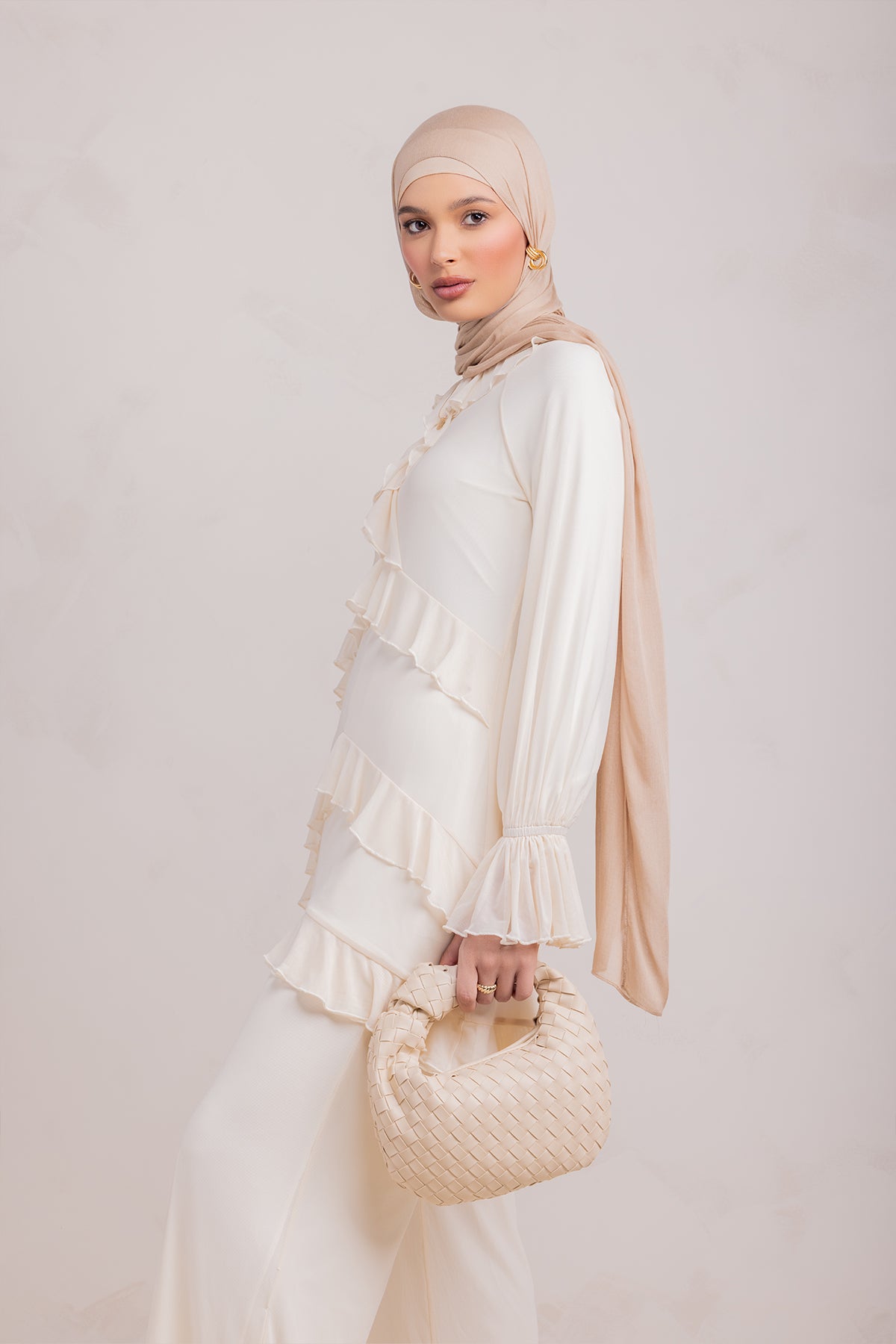 Layali Mesh Top & Pant Set- Off White