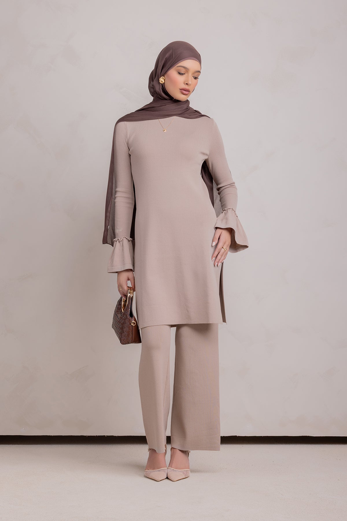 Yusra Knit Tunic- Taupe