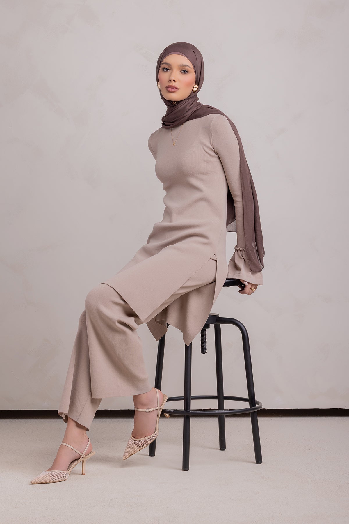 Yusra Knit Tunic- Taupe