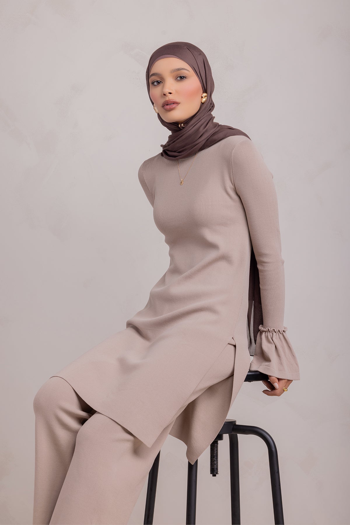 Yusra Knit Tunic- Taupe
