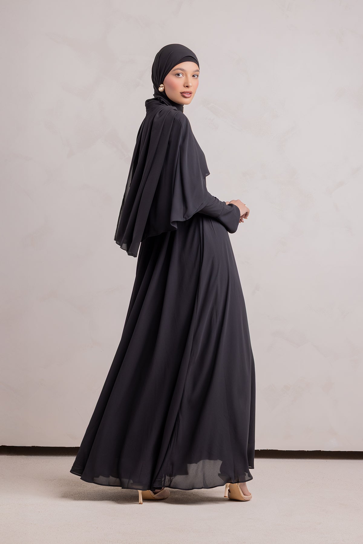 Fayruz Cape Maxi Dress - Black