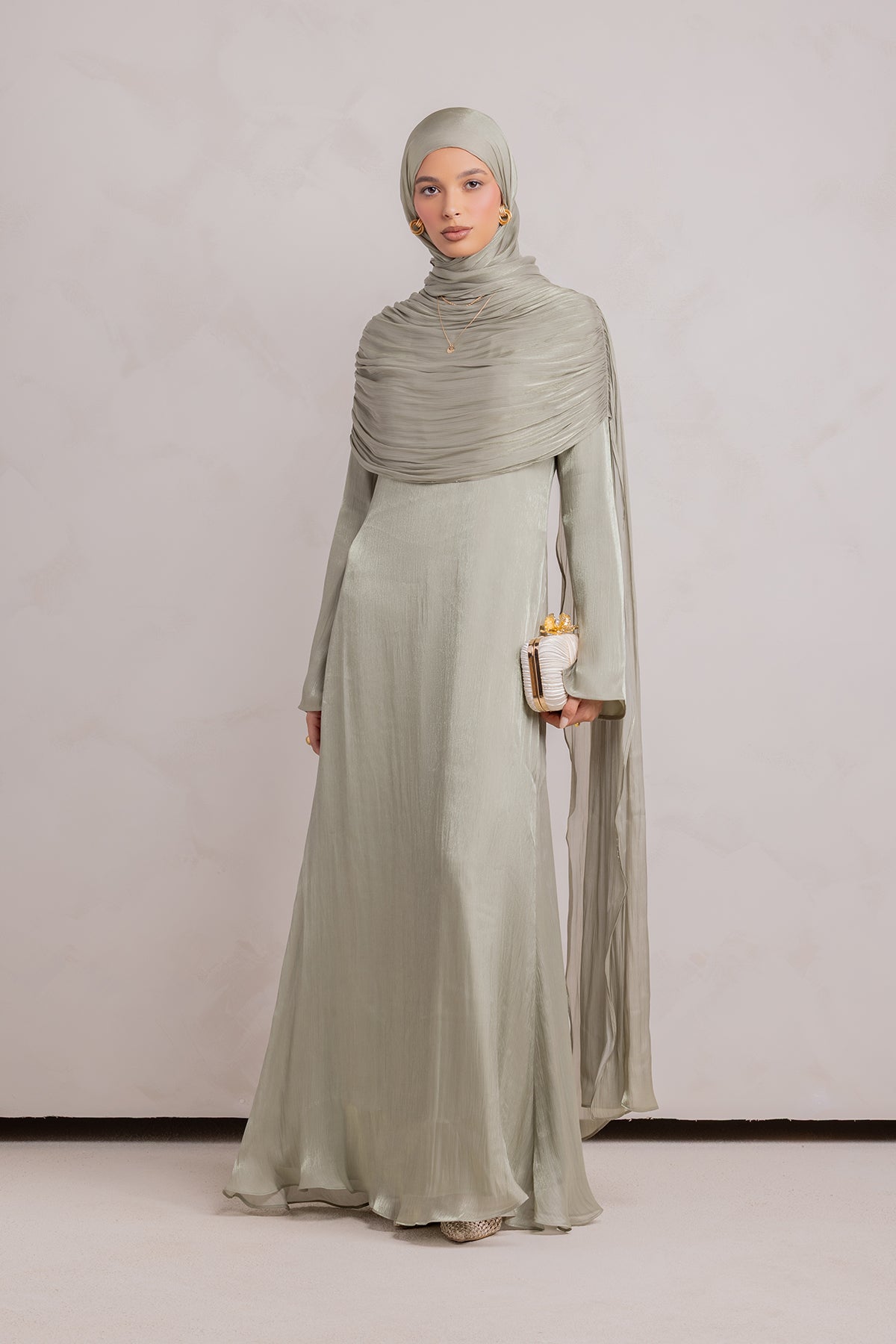 Muna Cape Gown - Eucalyptus Veil