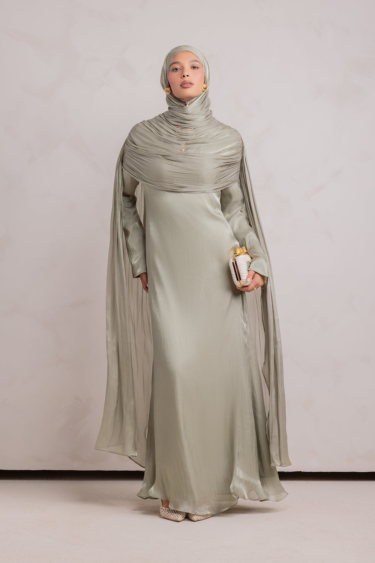 Muna Cape Gown - Eucalyptus Veil