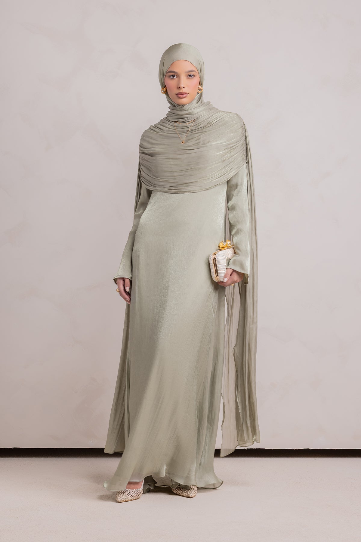 Muna Cape Gown - Eucalyptus Veil