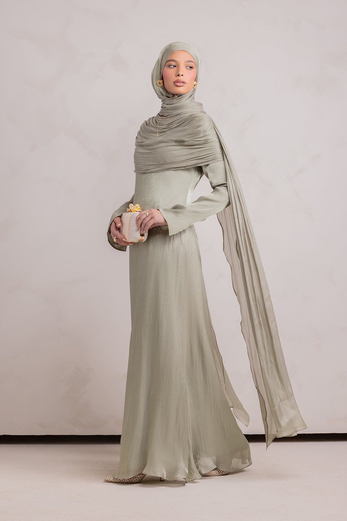 Muna Cape Gown - Eucalyptus Veil