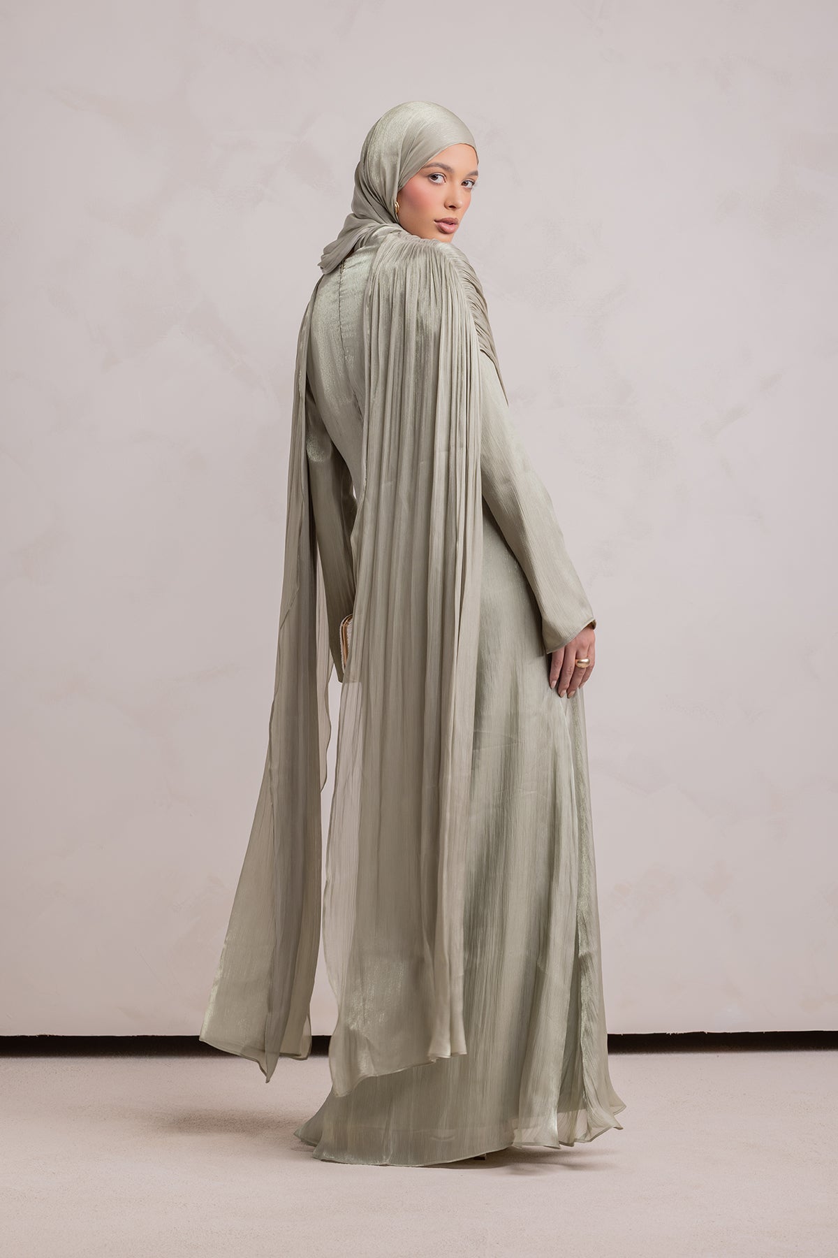 Muna Cape Gown - Eucalyptus Veil