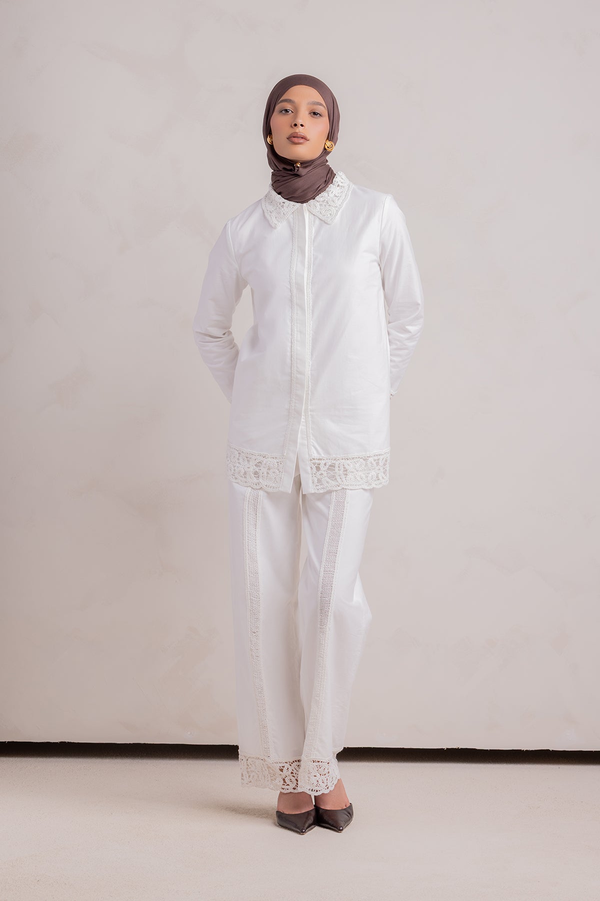 Zara Crochet Pant - White