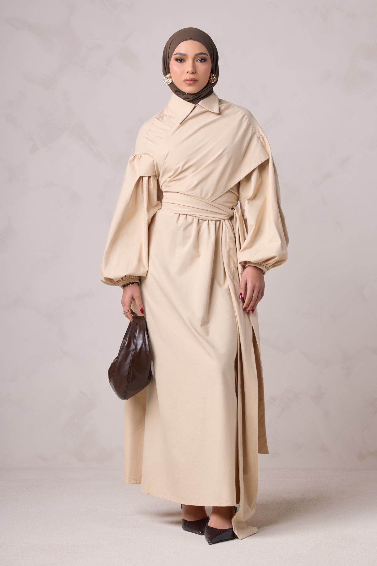Rahma Tie Wrap Dress - Sand
