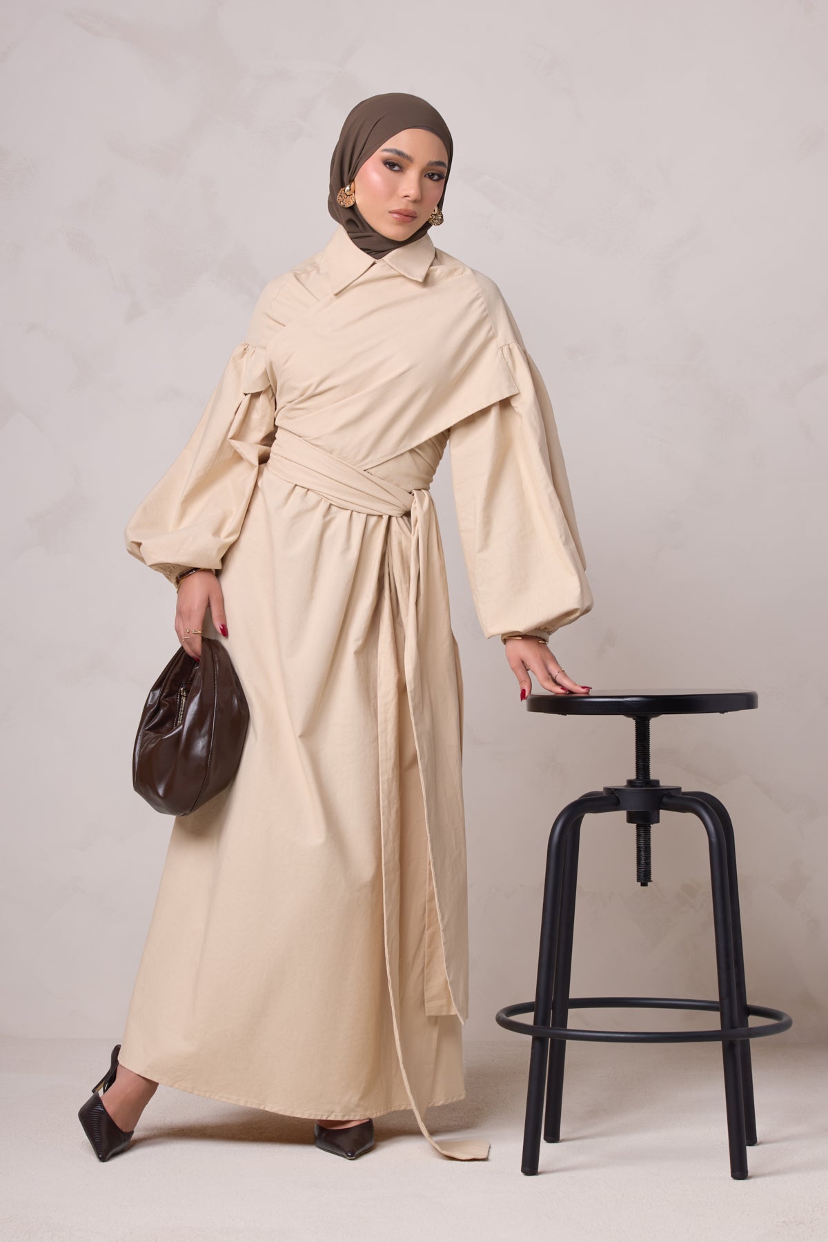 Rahma Tie Wrap Dress - Sand