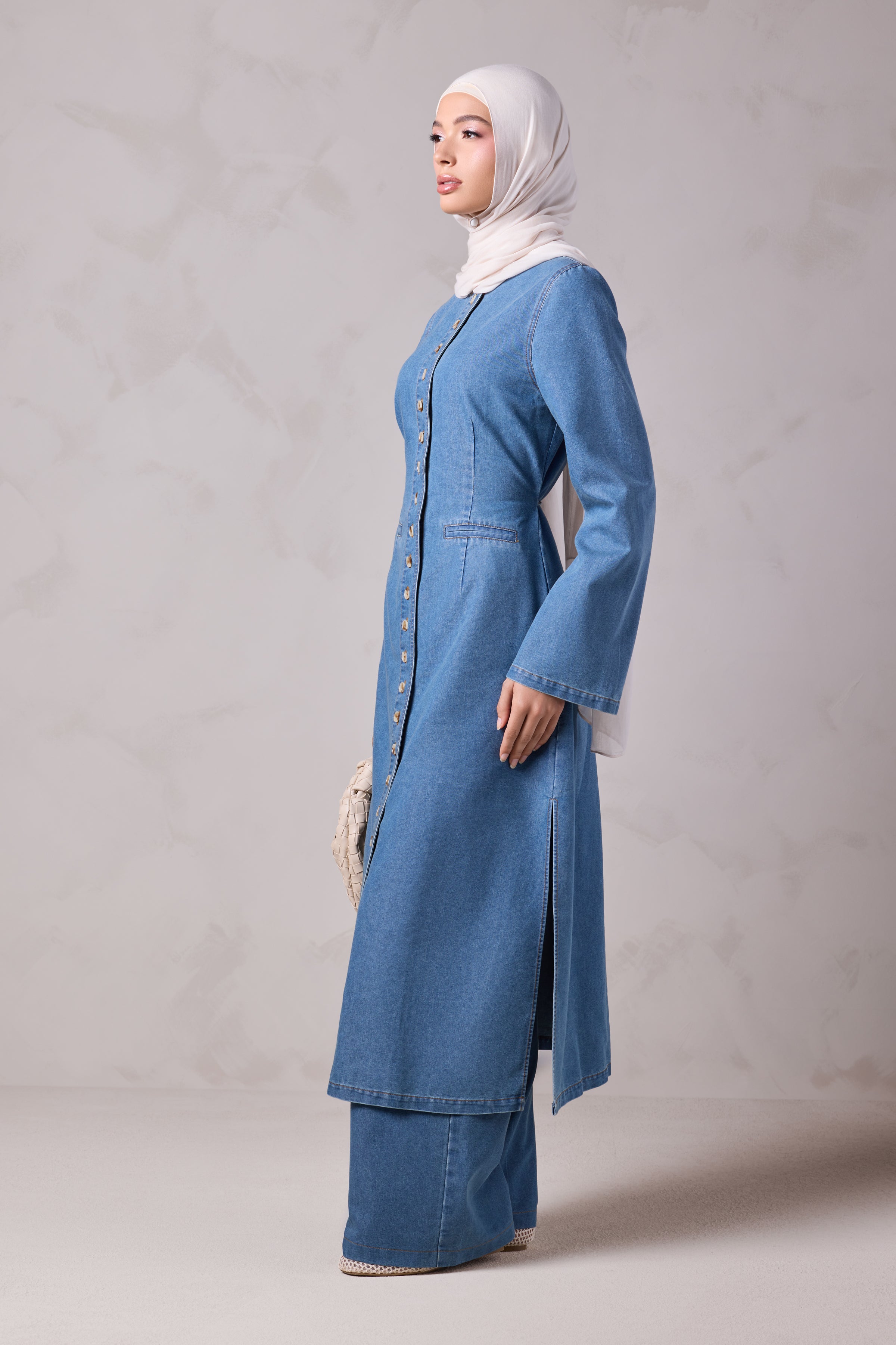 Tasneem Denim Top and Pant Set - Batroun Blue