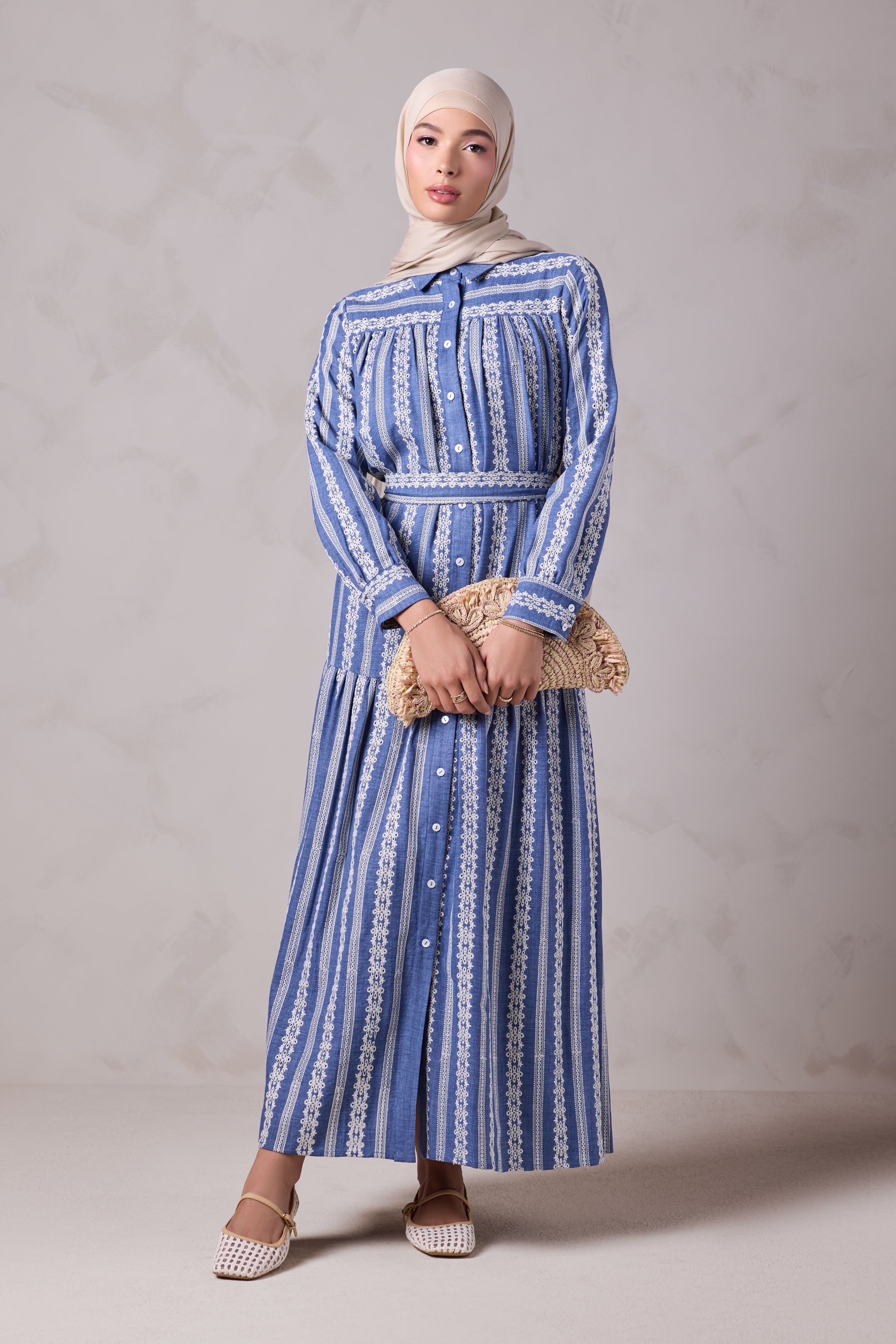 Rukaya Denim Eyelet Maxi Dress - Byblos Thread