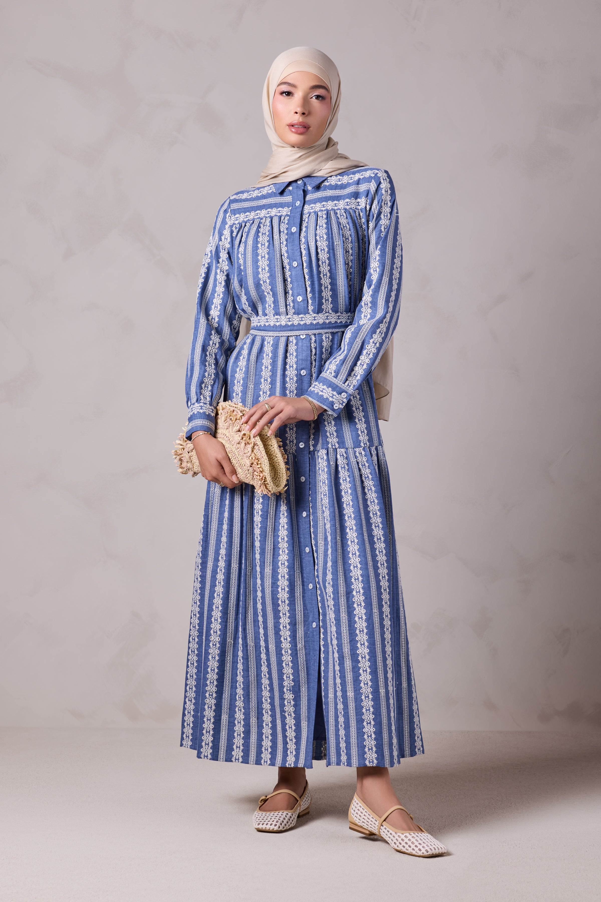 Rukaya Denim Eyelet Maxi Dress - Byblos Thread