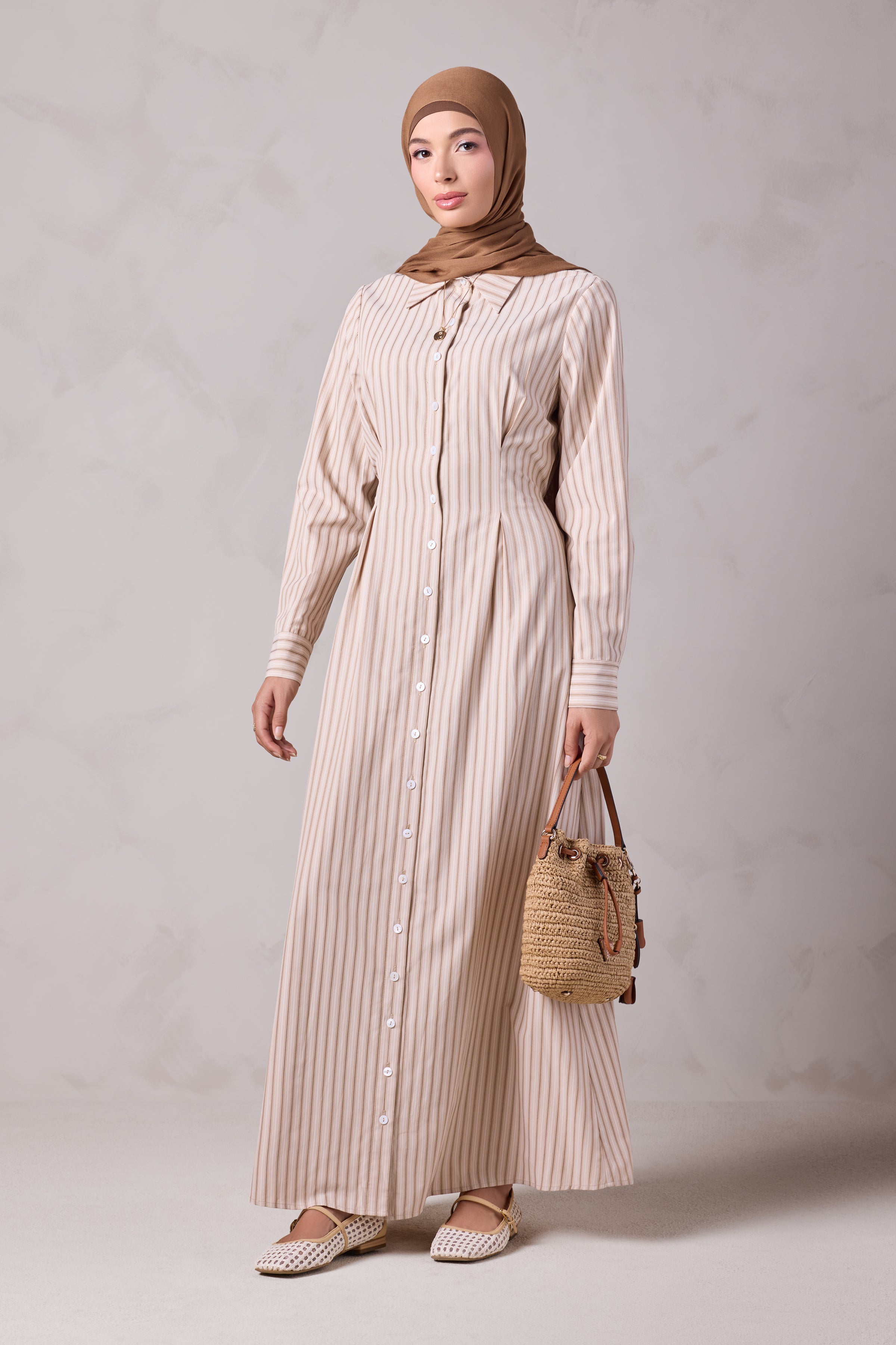 Malika Striped Cotton Everyday Dress - Sahil Sand