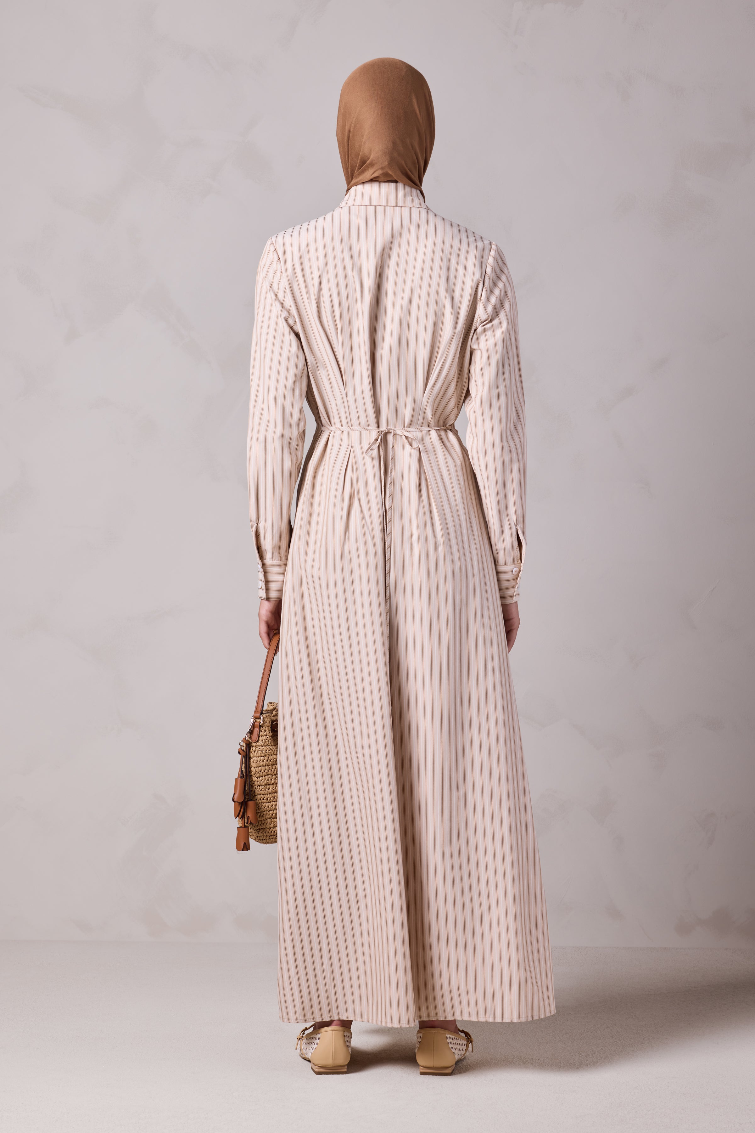 Malika Striped Cotton Everyday Dress - Sahil Sand