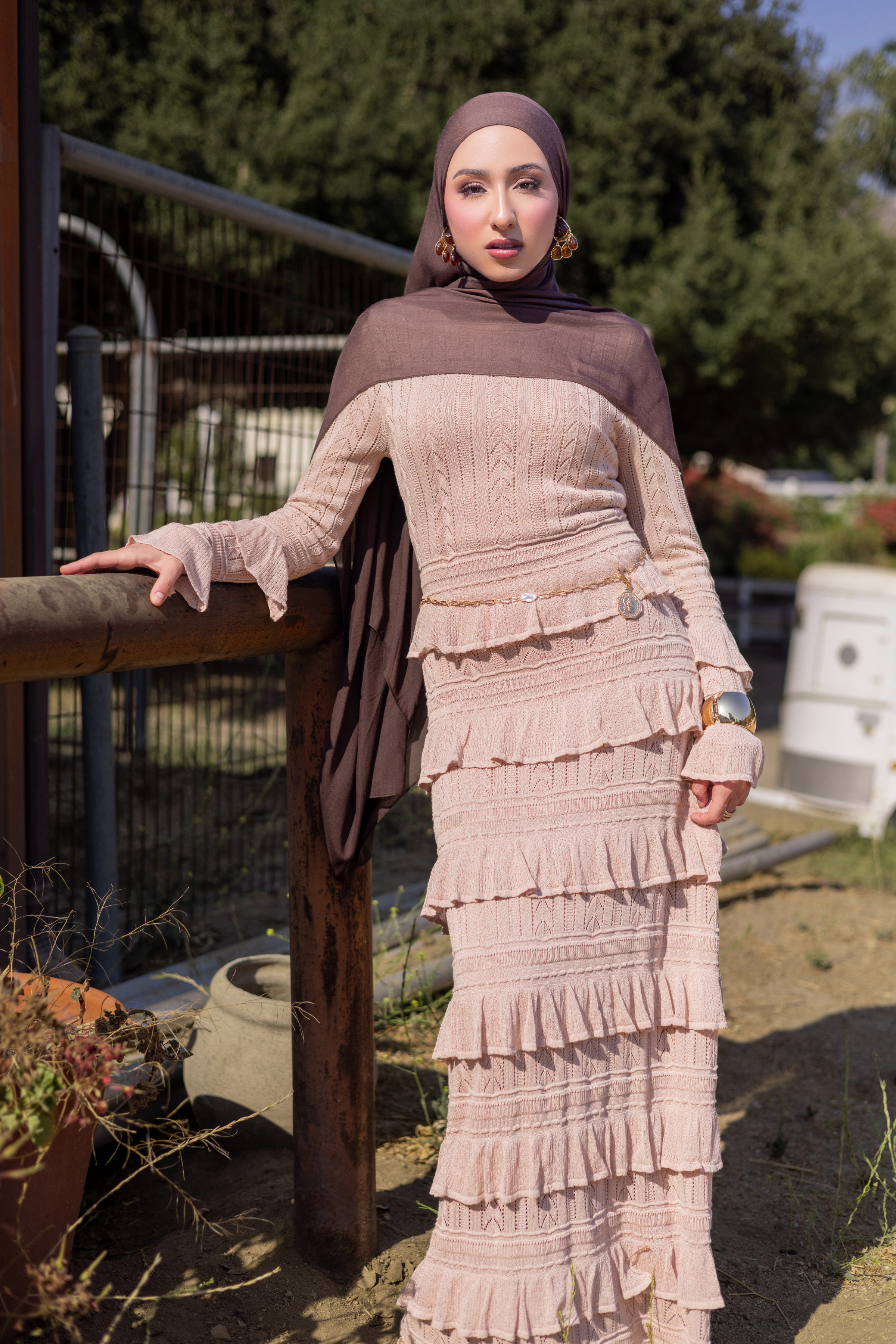 Zayna Knit Ruffle Maxi Dress- Sparkle Sea