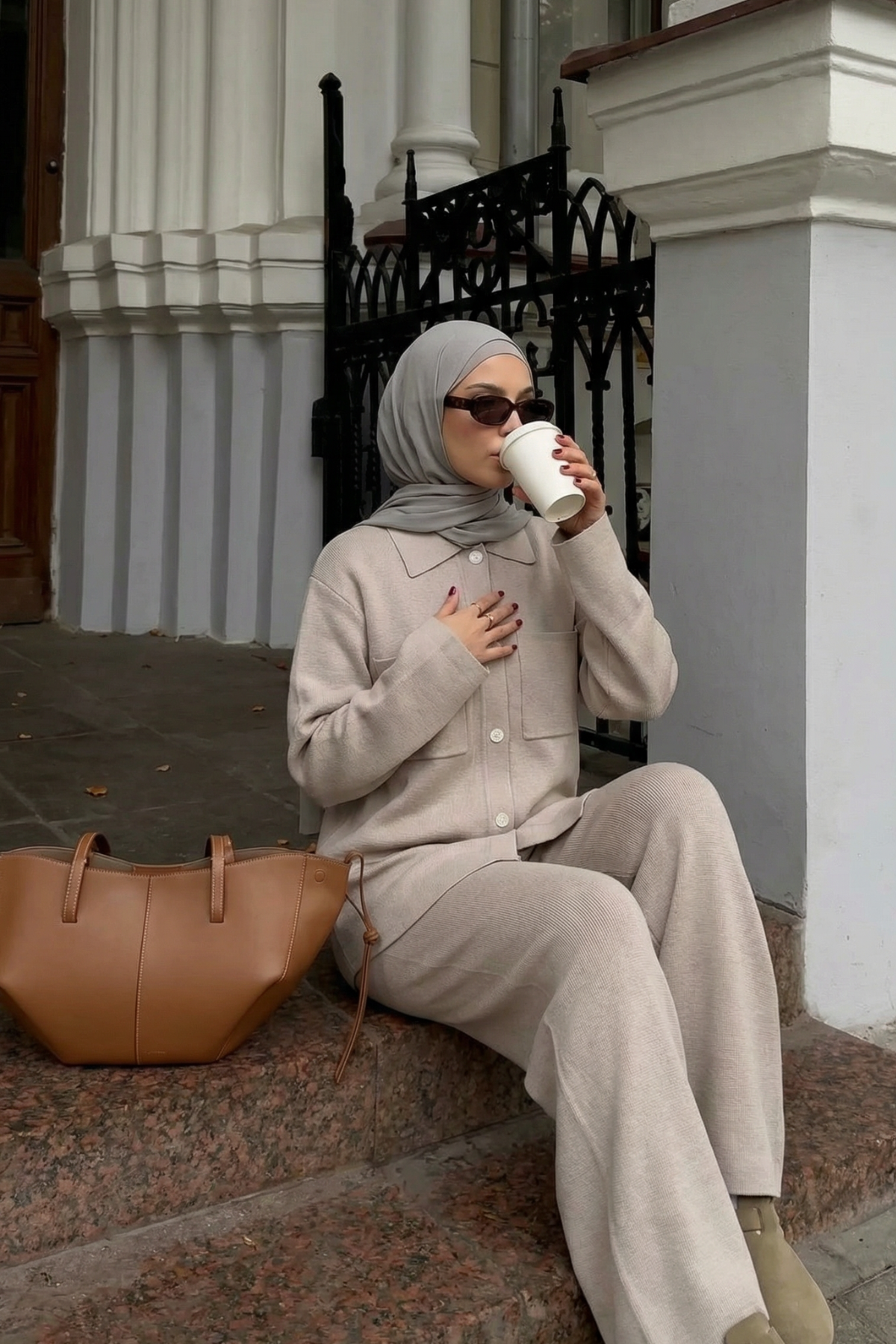 Hanan Knit Matching Set - Oatmeal