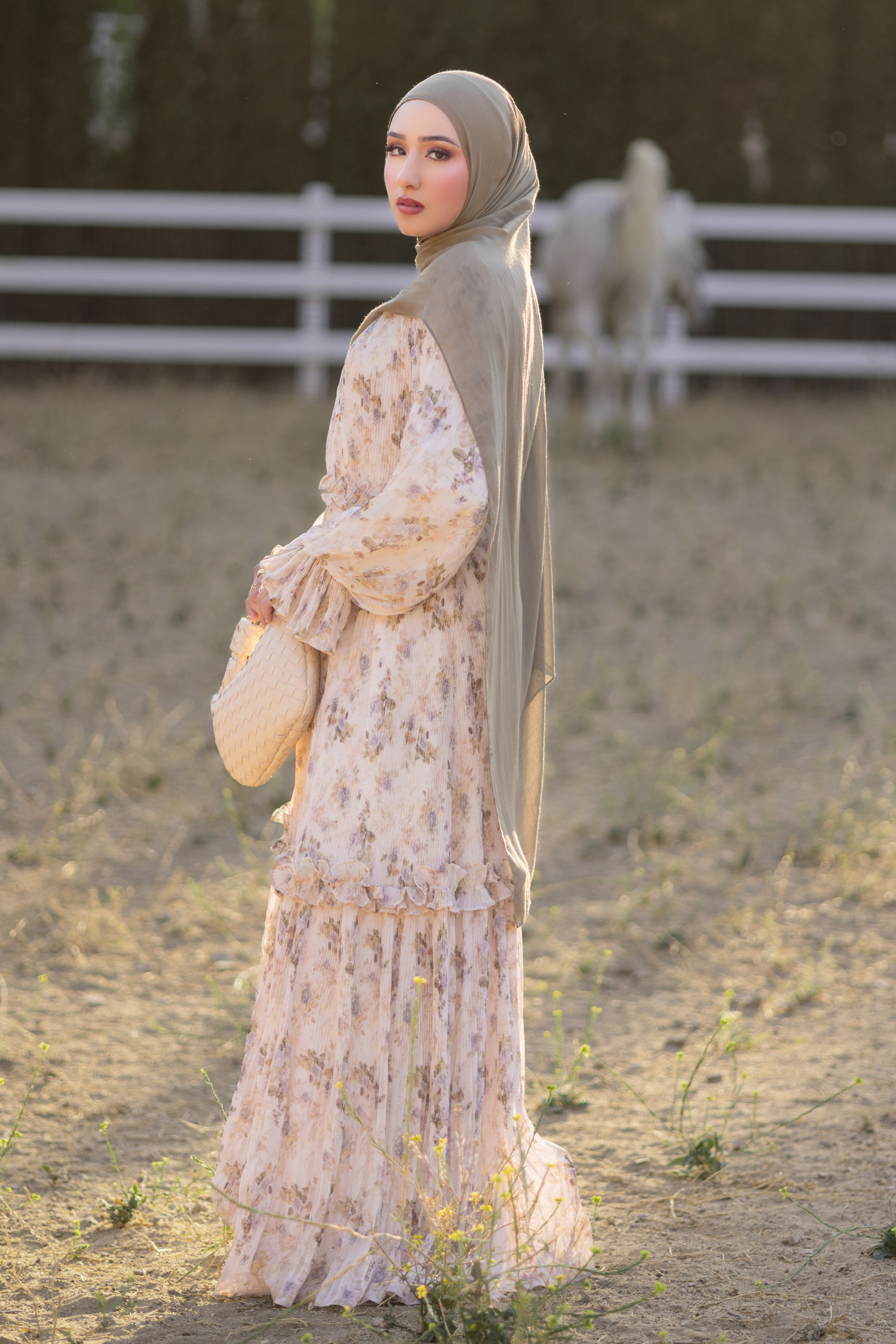 Aiza Pleated Floral Maxi Dress- Fairy