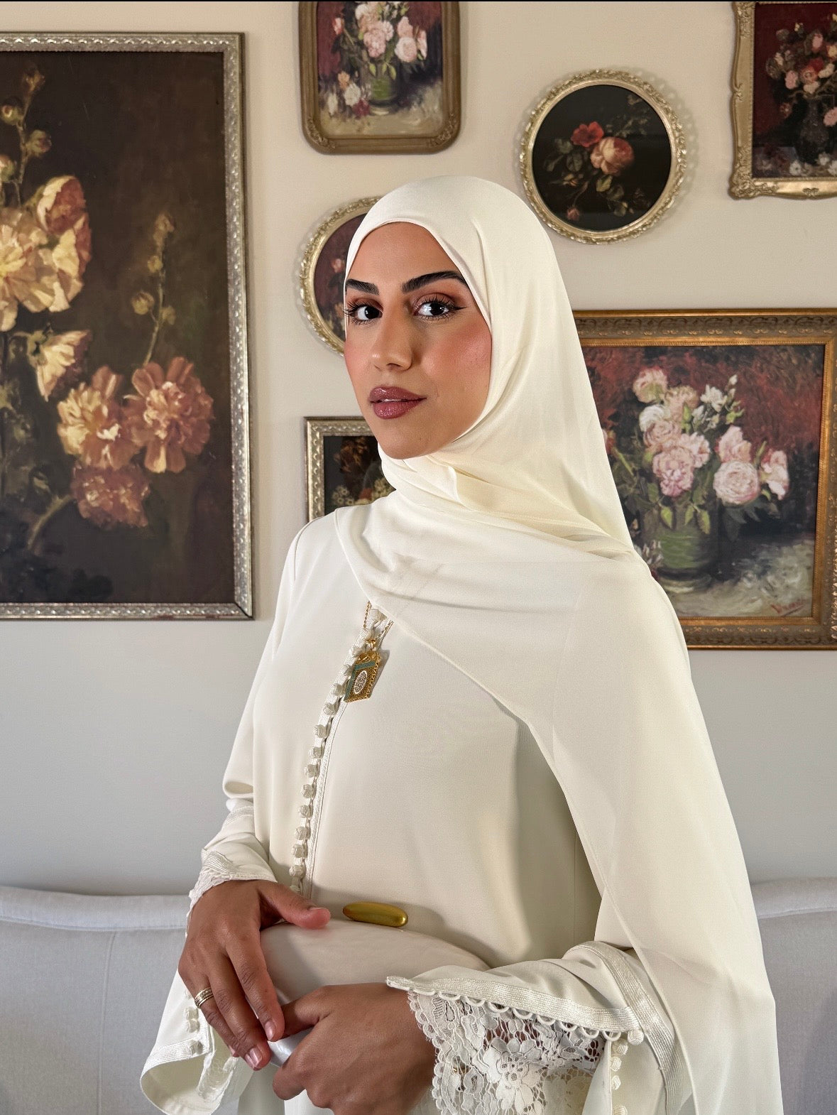 Layali Lace Embroidered Abaya & Hijab Set