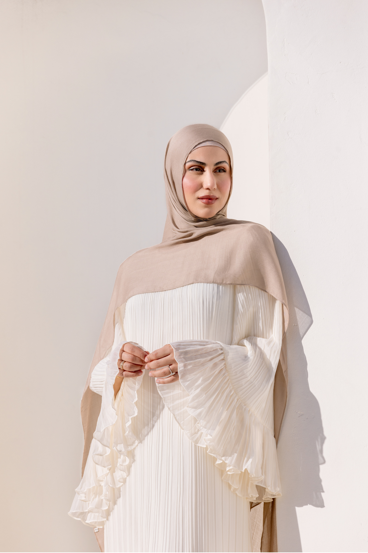 Camille Pleated Maxi Dress - Off White