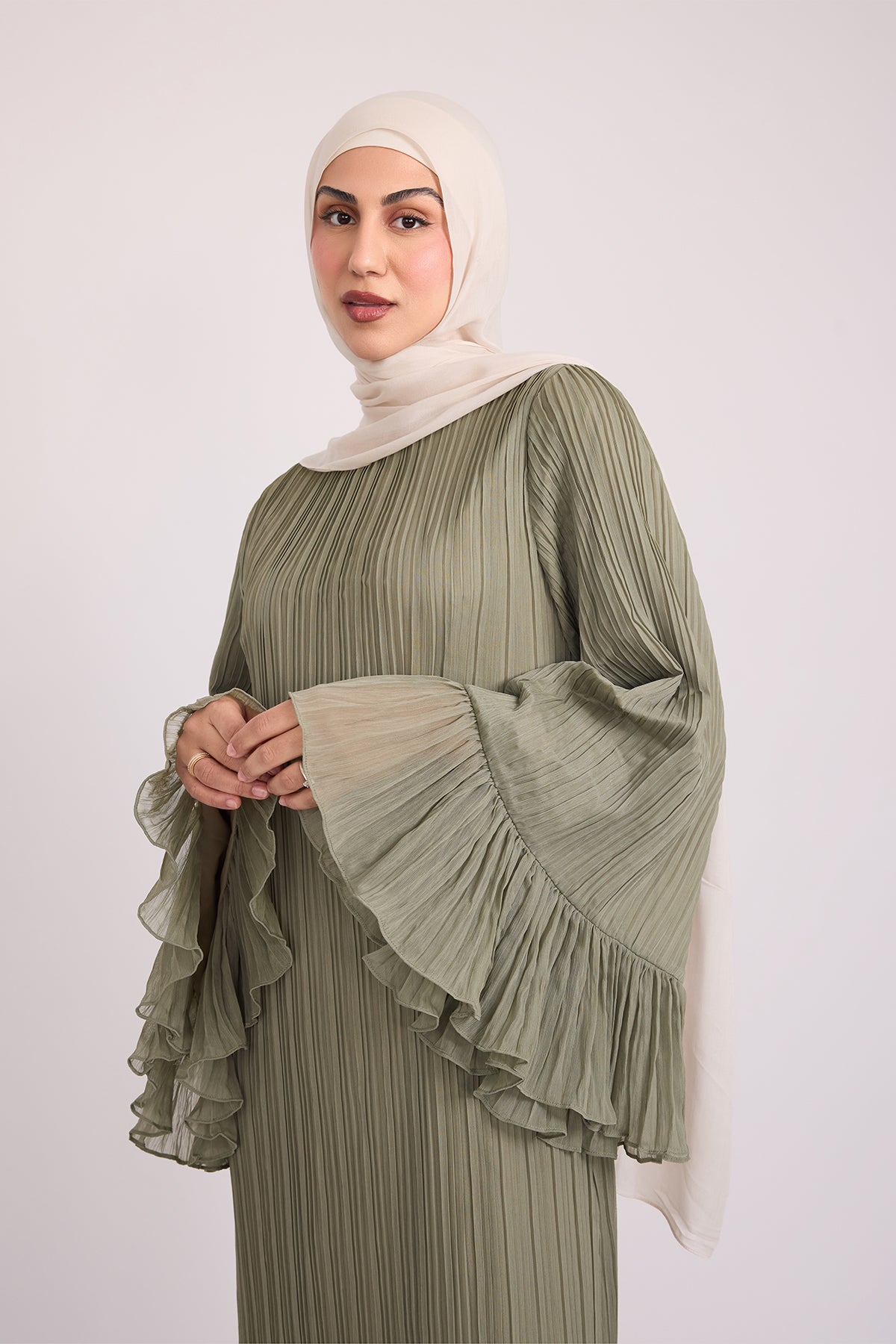 Camille Pleated Maxi Dress - Olive