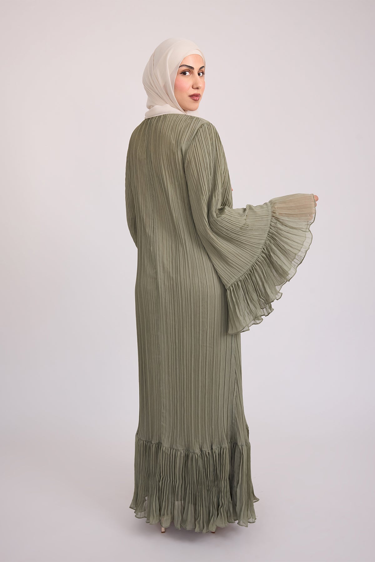Camille Pleated Maxi Dress - Olive