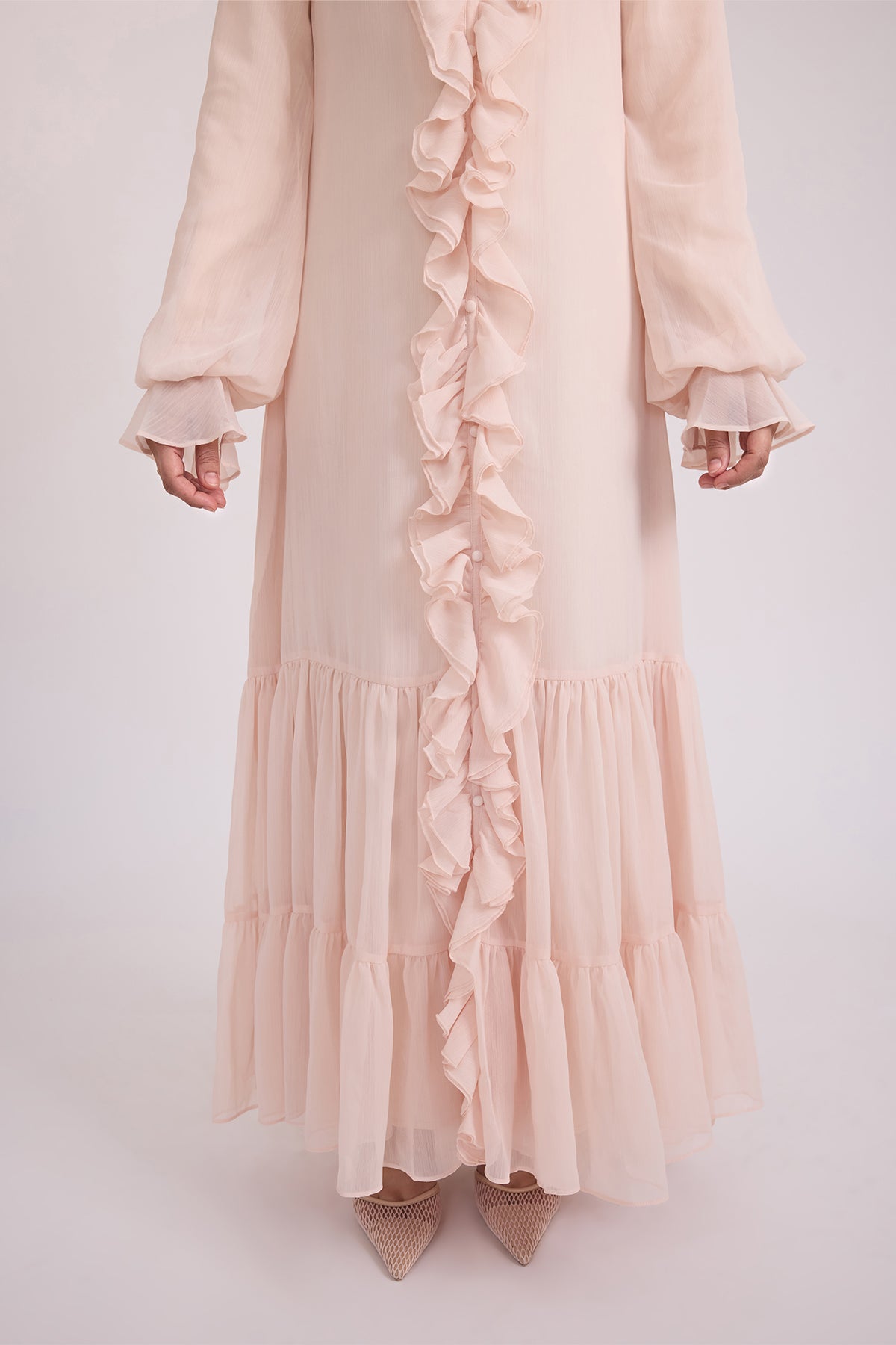 Mira Ruffle Long Sleeve Maxi Dress - Rose