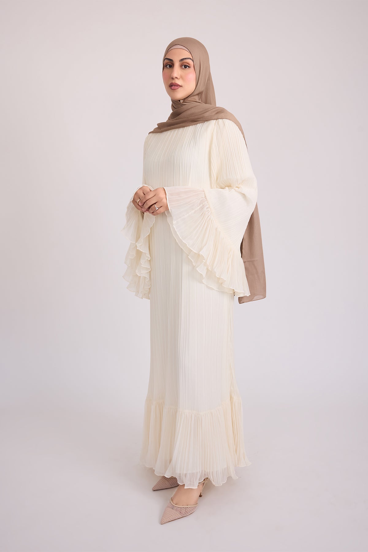 Camille Pleated Maxi Dress - Off White