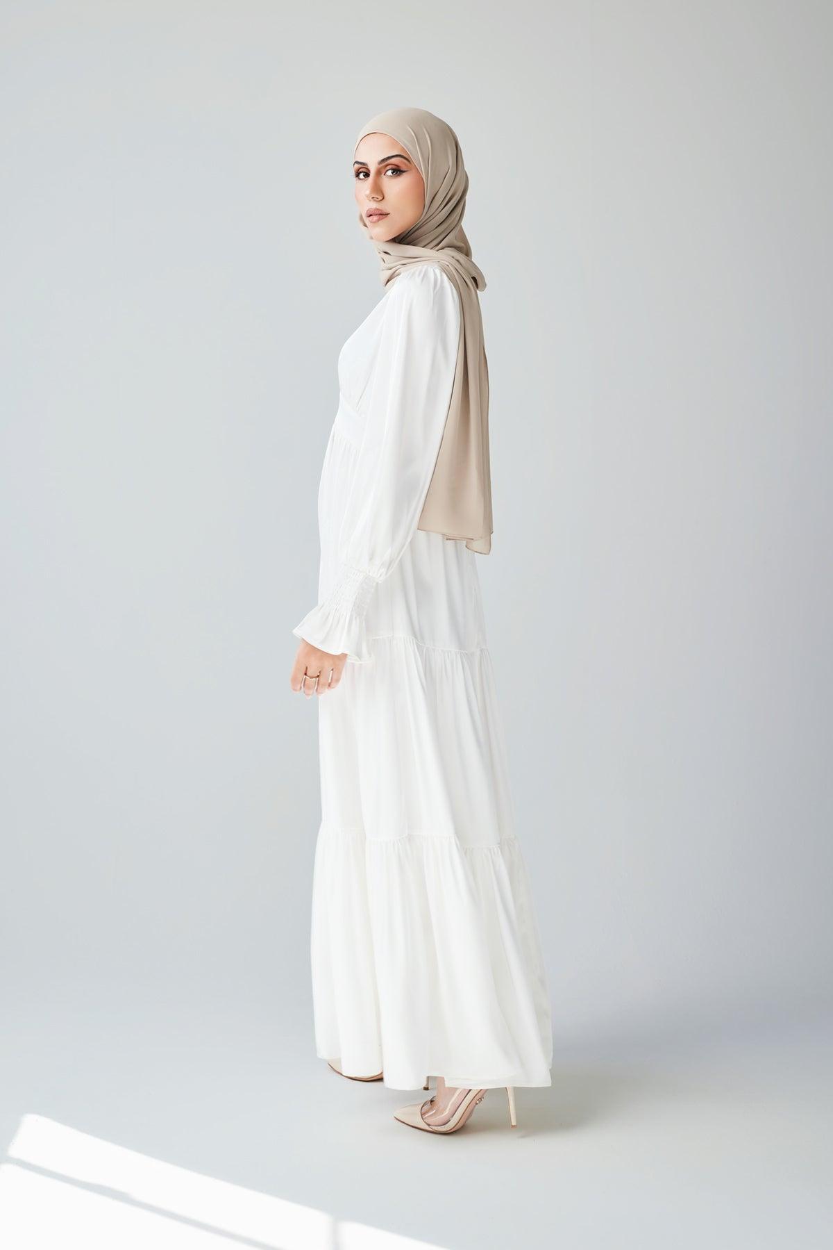 Milena Tiered Smock Maxi Dress - White