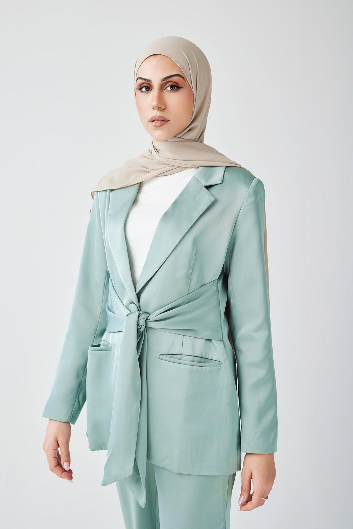 Adele Tie Waist Blazer - Sage
