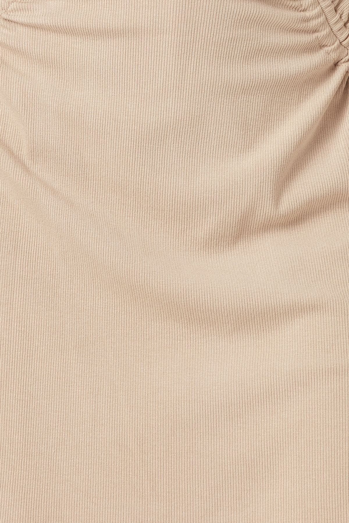 Israa Ribbed Ruched Matching Set - Sand - Zahraa The Label