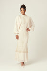 Nora Lace Pleated Chiffon Maxi Dress - Cream - Zahraa The Label