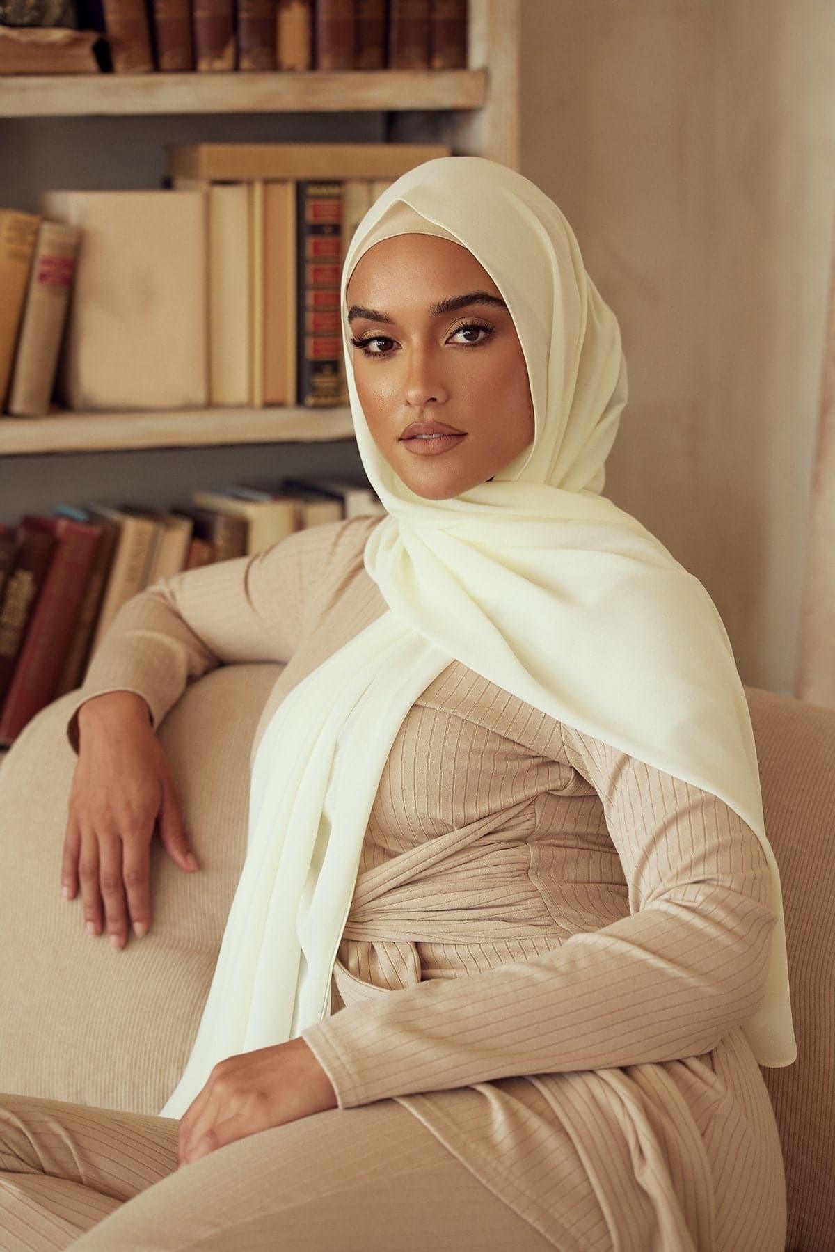 dress cream hijab Bow-Tie Embellished Evening Dress Cream