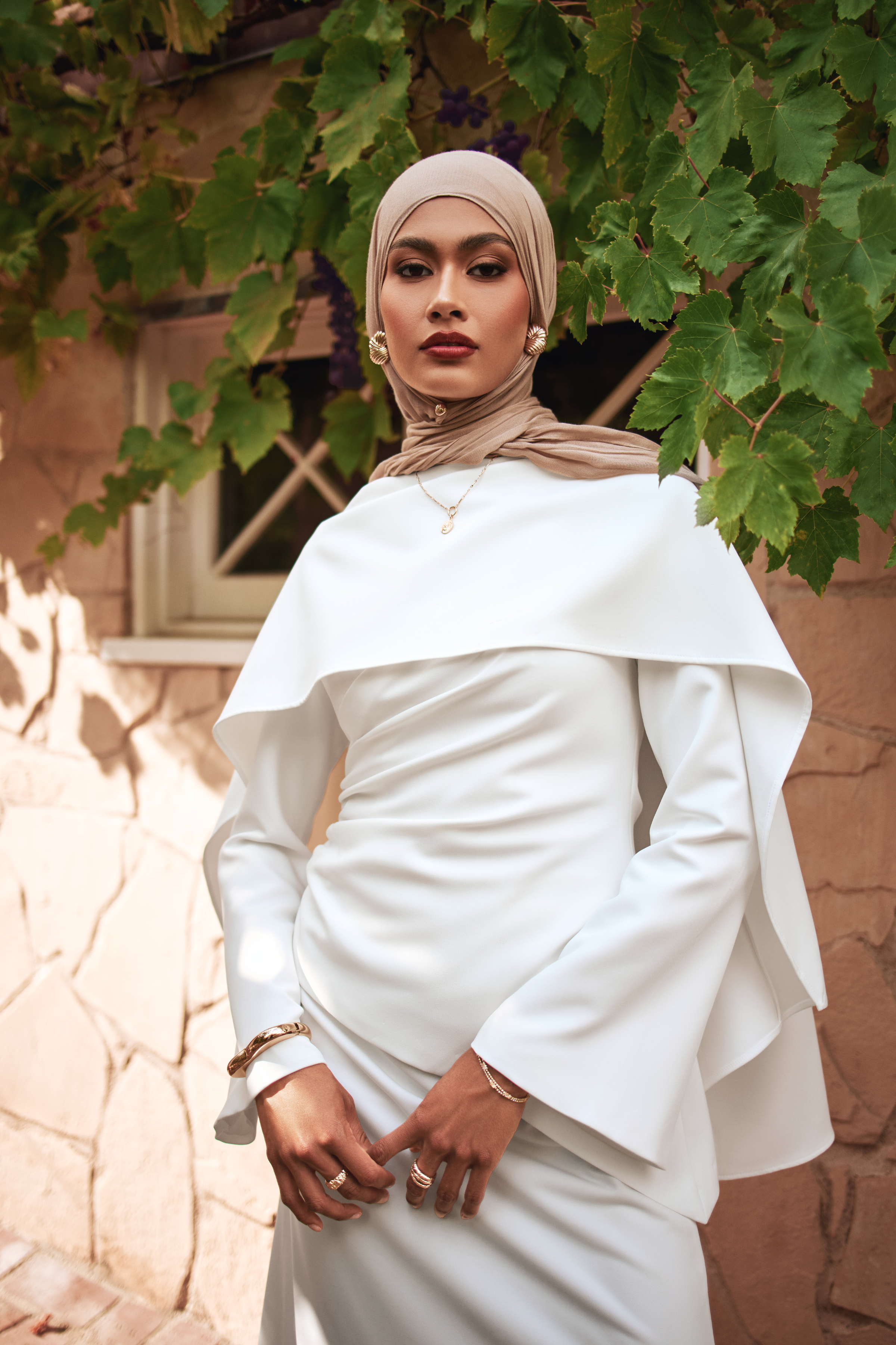 Meyah Synched Cape Top - Off White - 3