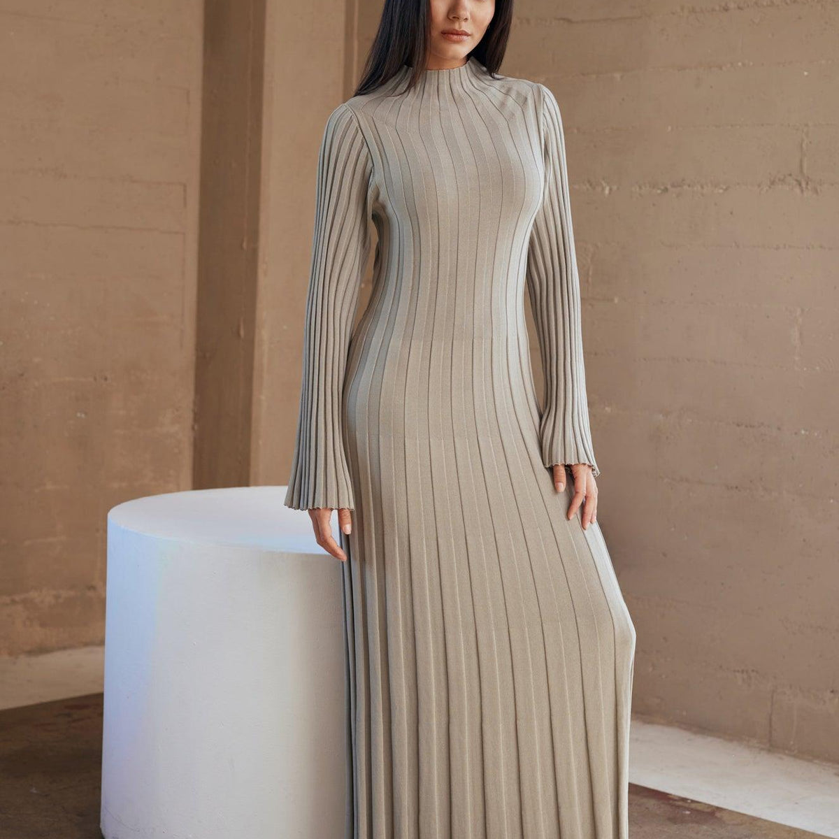 Remi Ribbed Knit Long Sleeve Maxi Dress