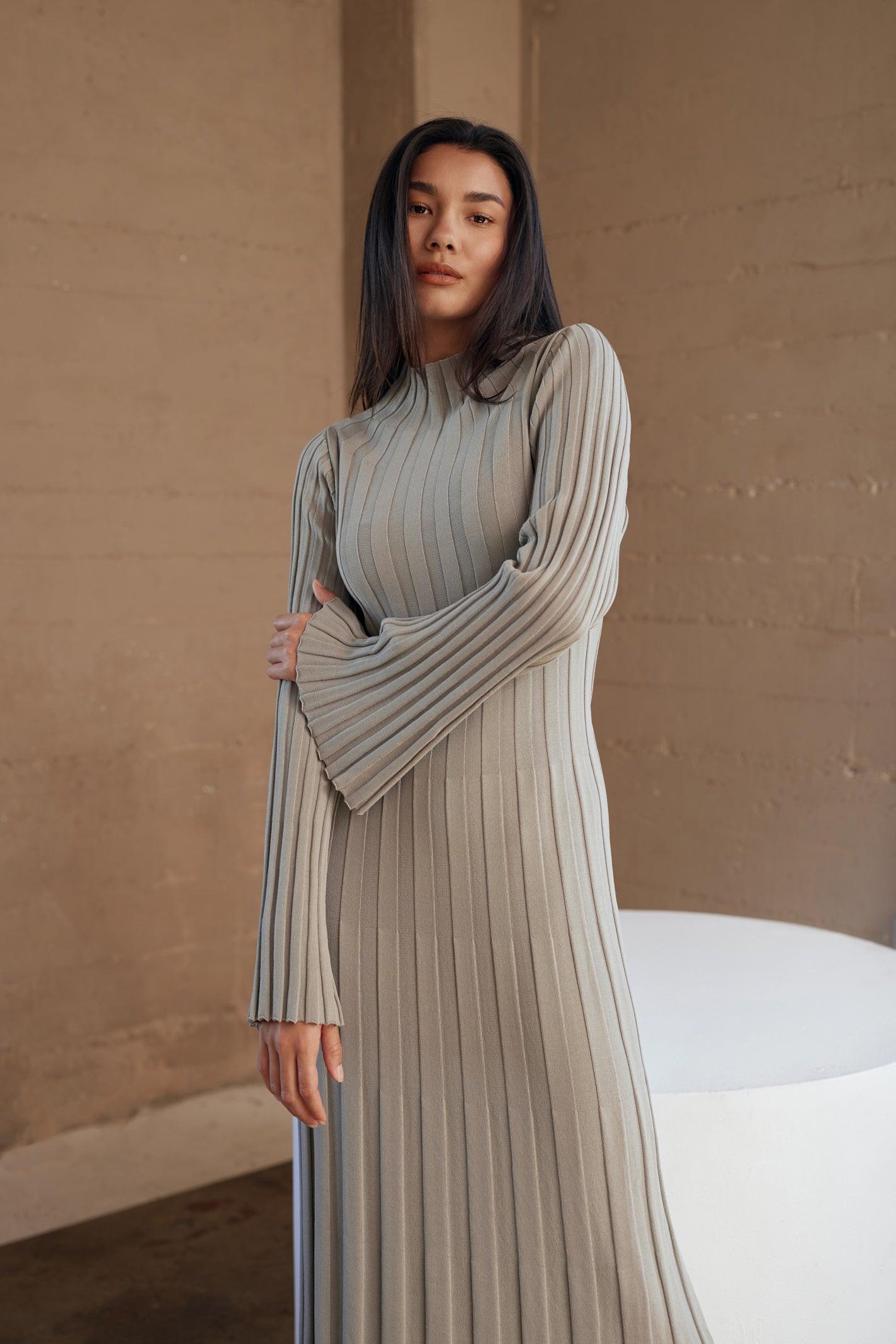 Remi Ribbed Knit Long Sleeve Maxi Dress