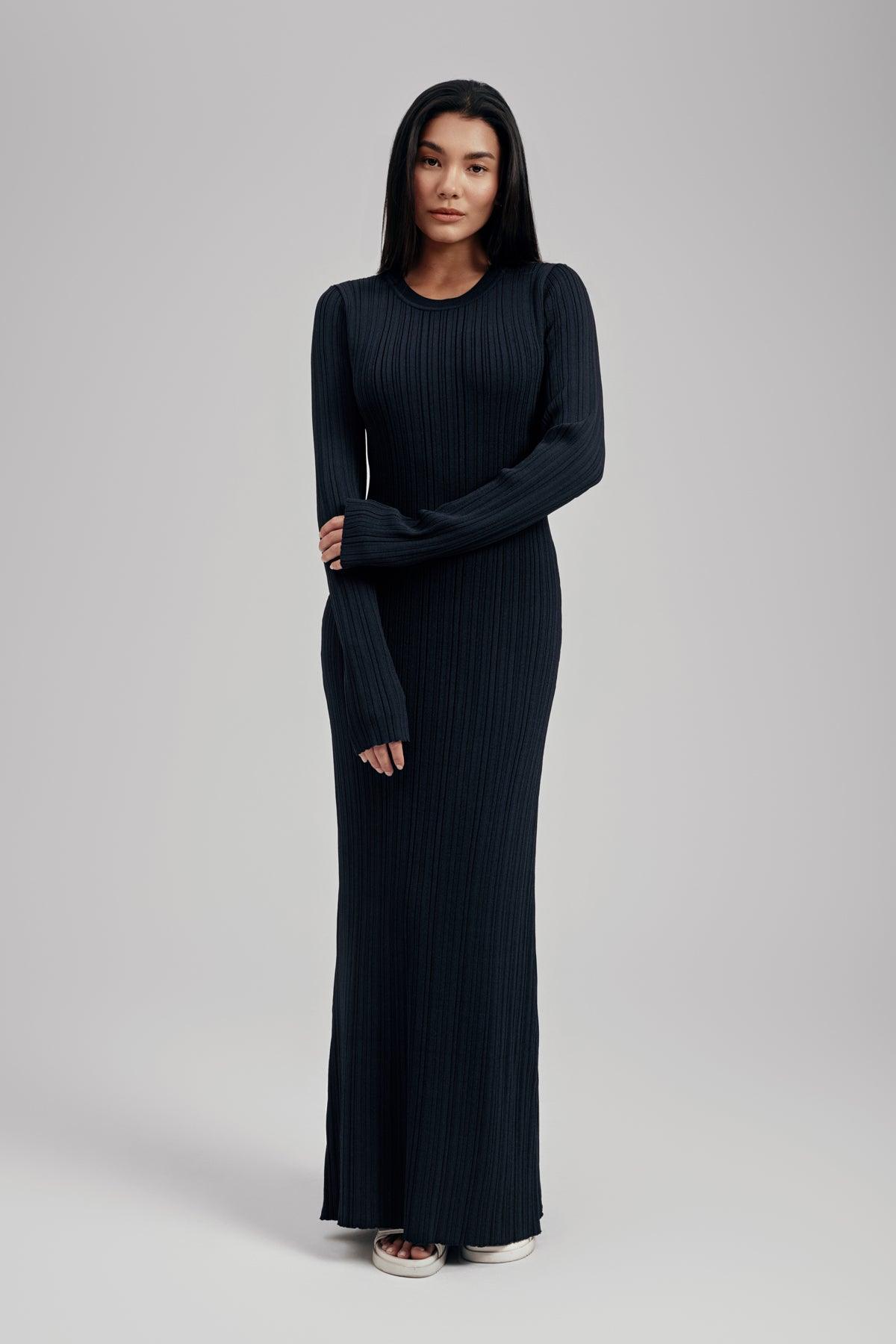 Ezra Long Sleeve Ribbed Knit Maxi Dress