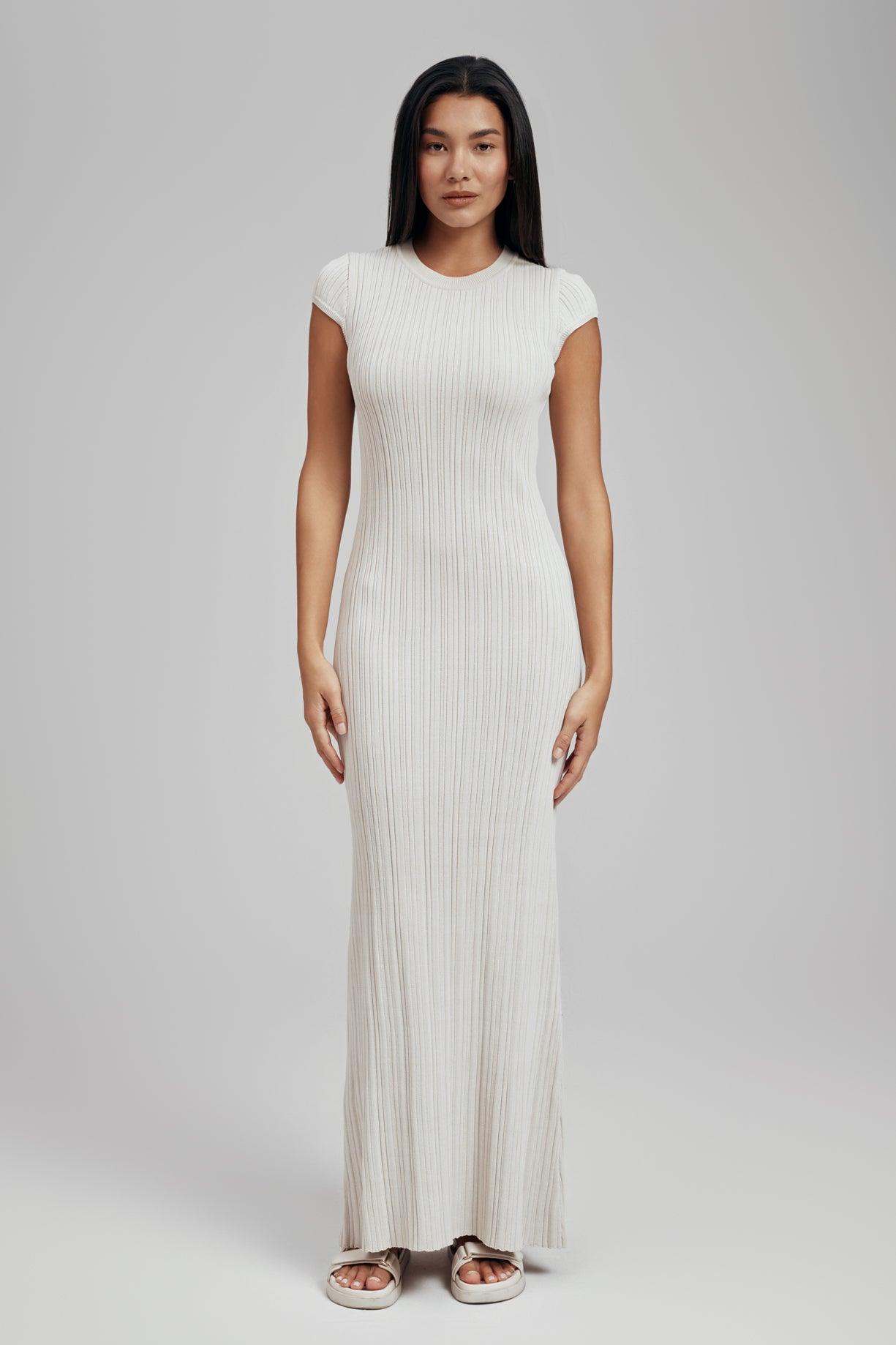 Ezra Short Sleeve Ribbed Knit Maxi Dress – Zahraa The Label