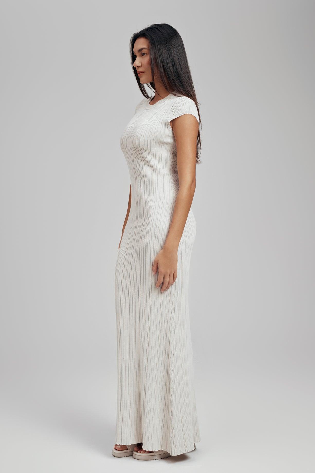 Ezra Short Sleeve Ribbed Knit Maxi Dress