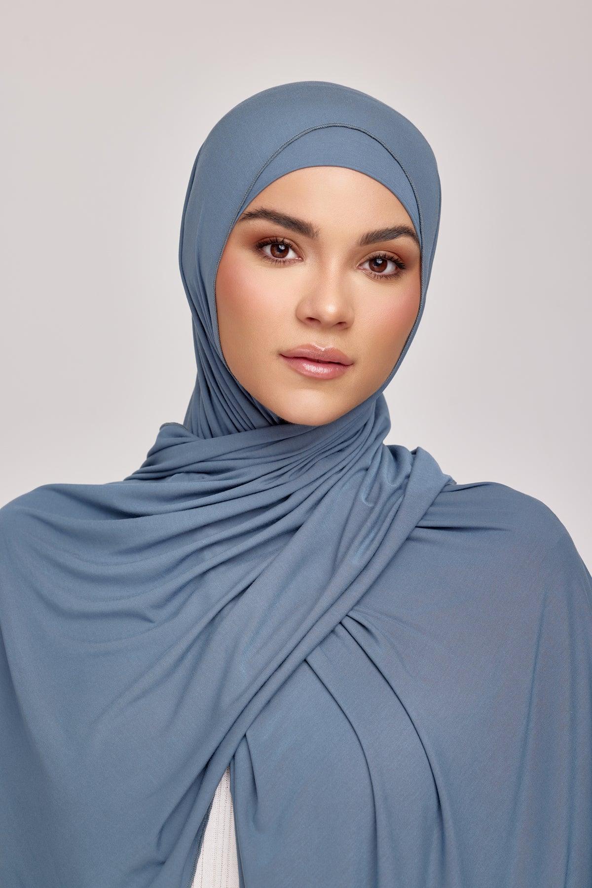 OEKO-TEX™ Bamboo Jersey Hijab Set - Midnight Meadow