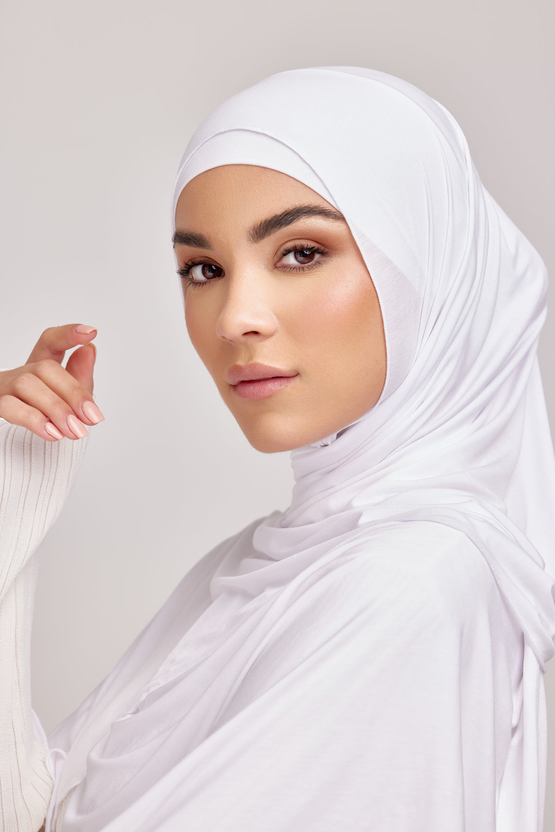 OEKO-TEX™ Bamboo Jersey Hijab Set - White