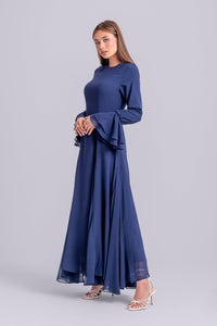 Dana Chiffon Ruffle Maxi Dress- Navy