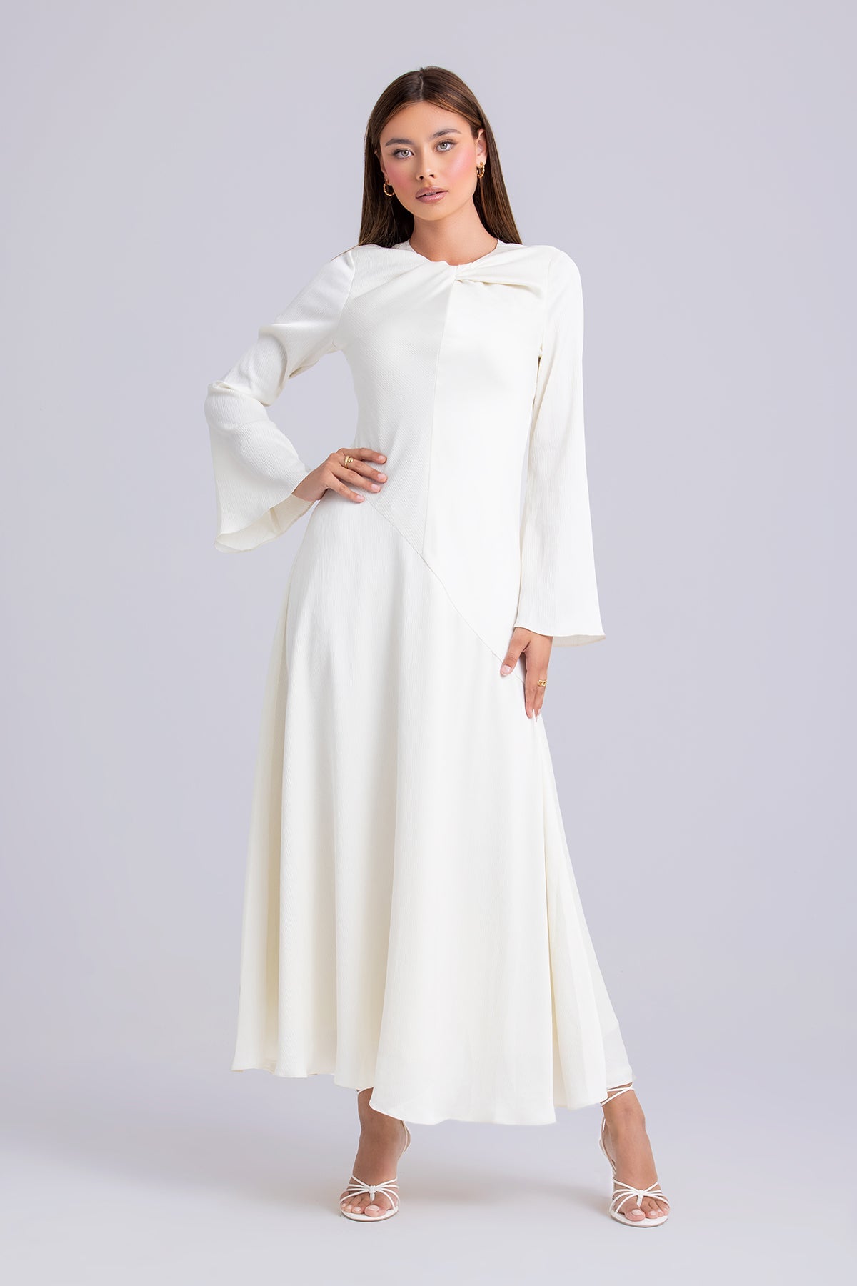 Dana Chiffon Ruffle Maxi Dress- Ivory